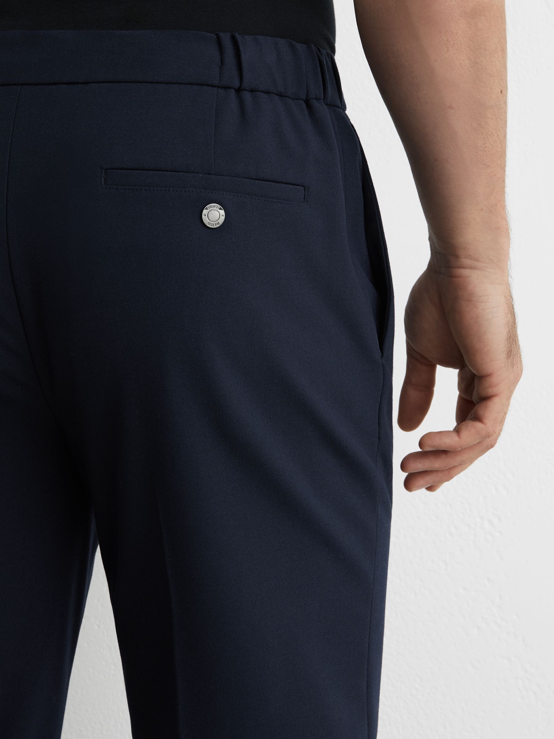 Stretch Slim-Fit Drawstring Trousers in Navy - image 3