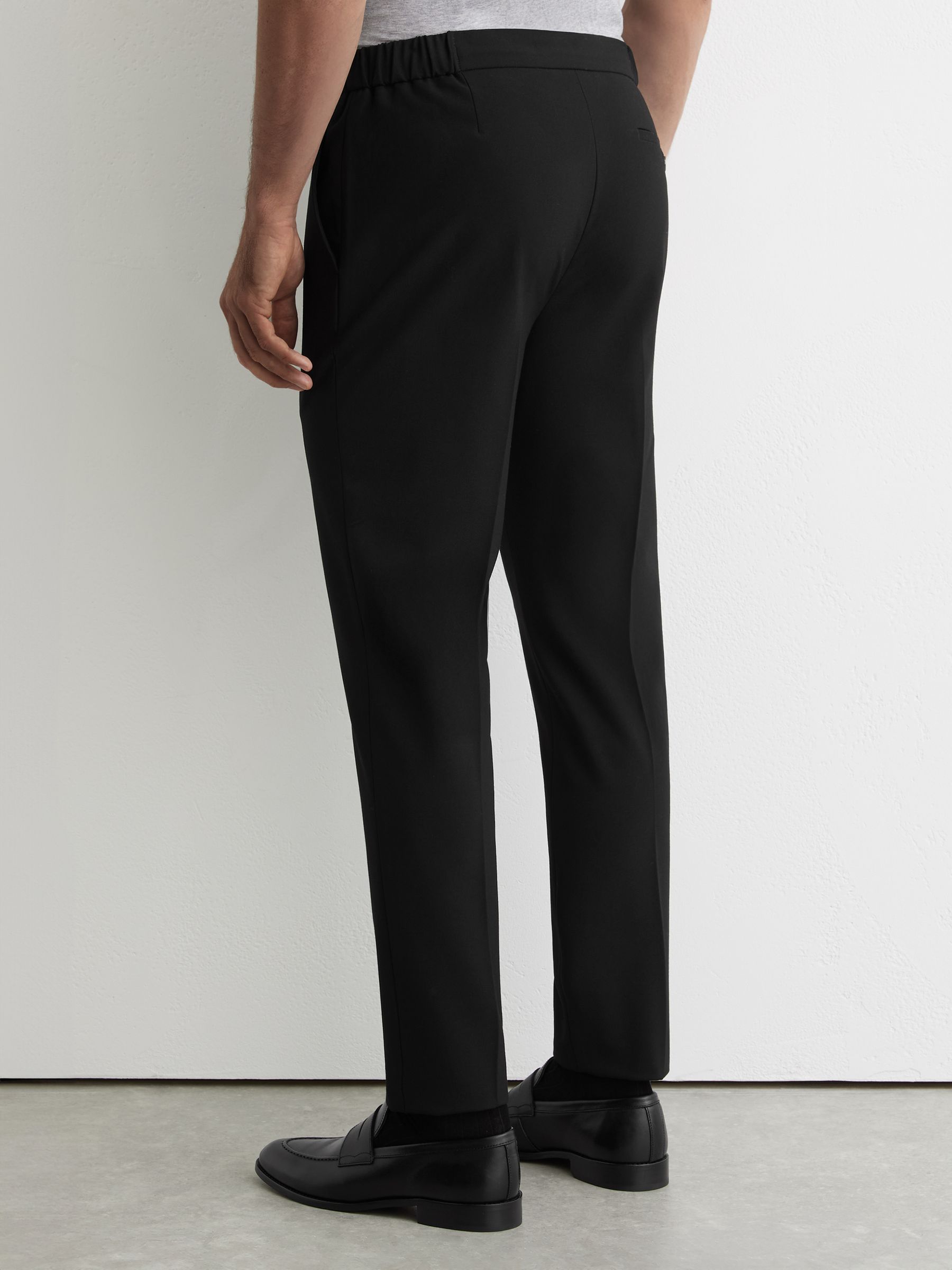 Stretch Slim-Fit Drawstring Trousers in Black - image 3
