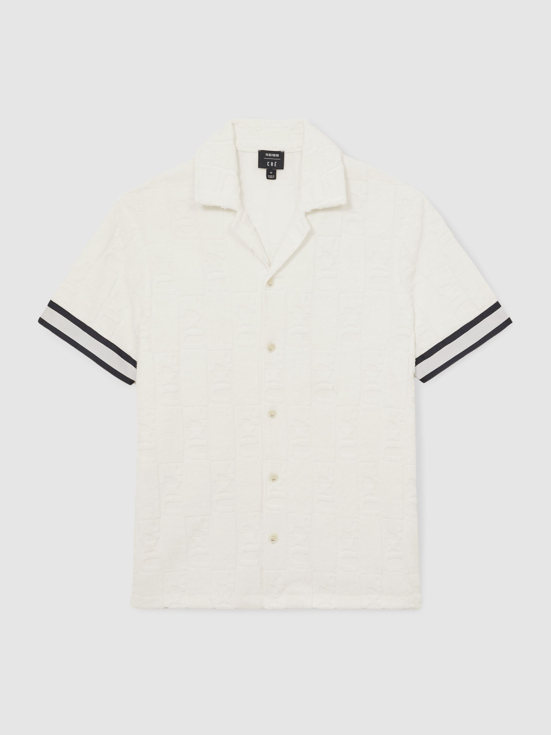 Reiss | Ché Towelling Monogram Shirt in White - Image 2 of 6