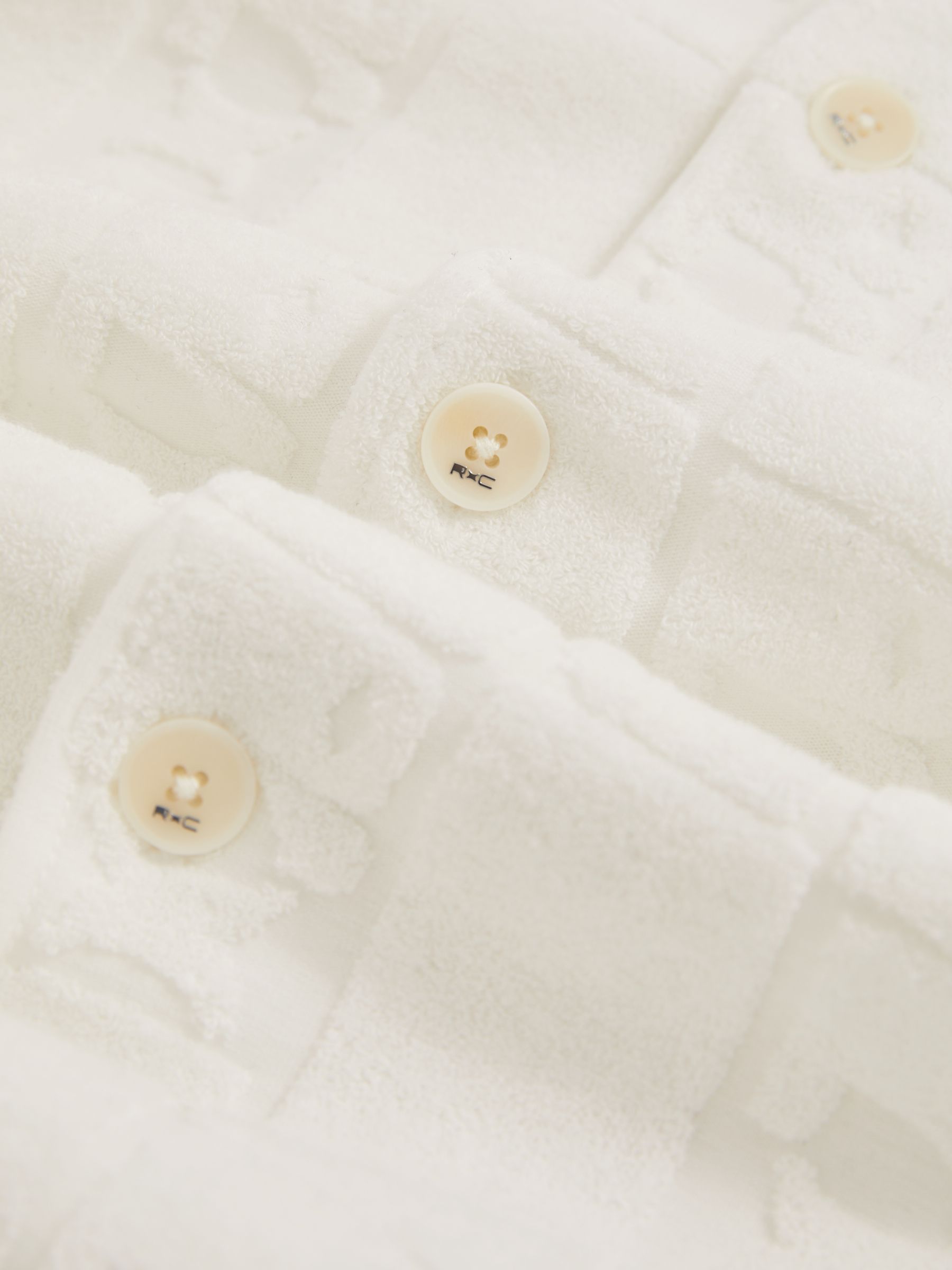 Reiss | Ché Towelling Monogram Shirt in White - Image 6 of 6