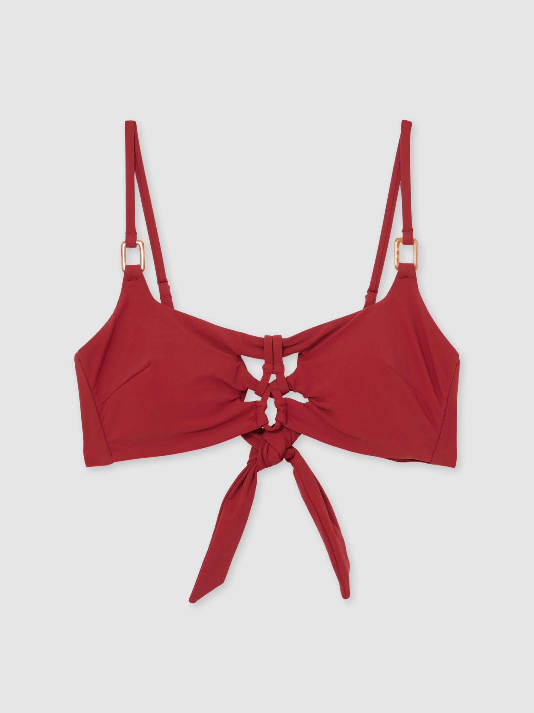 Cut-Out Detail Bikini Top in Dark Red - Image 2 of 5