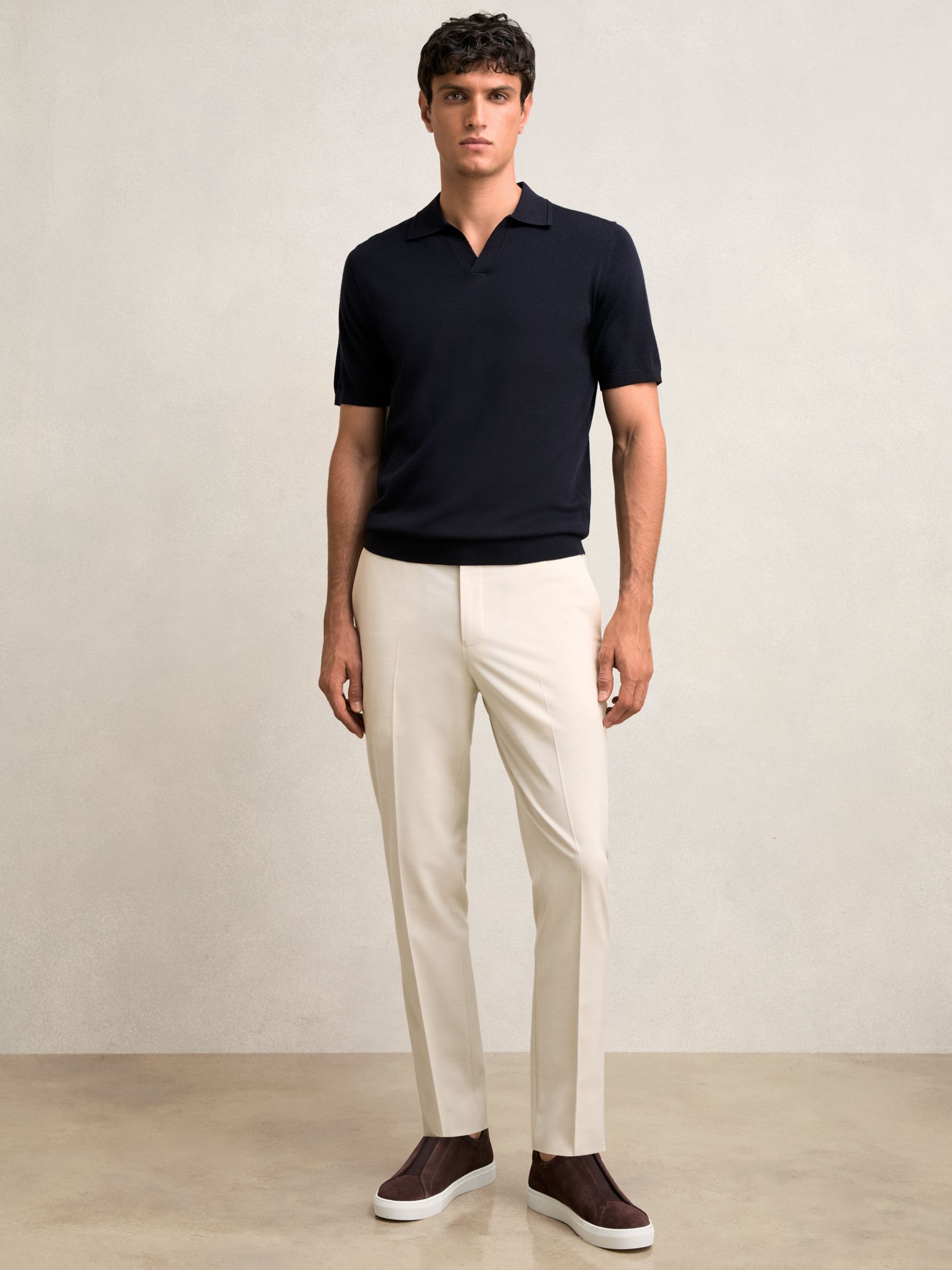 Slim-Fit Drawcord Trousers in Stone - Image 6 of 7