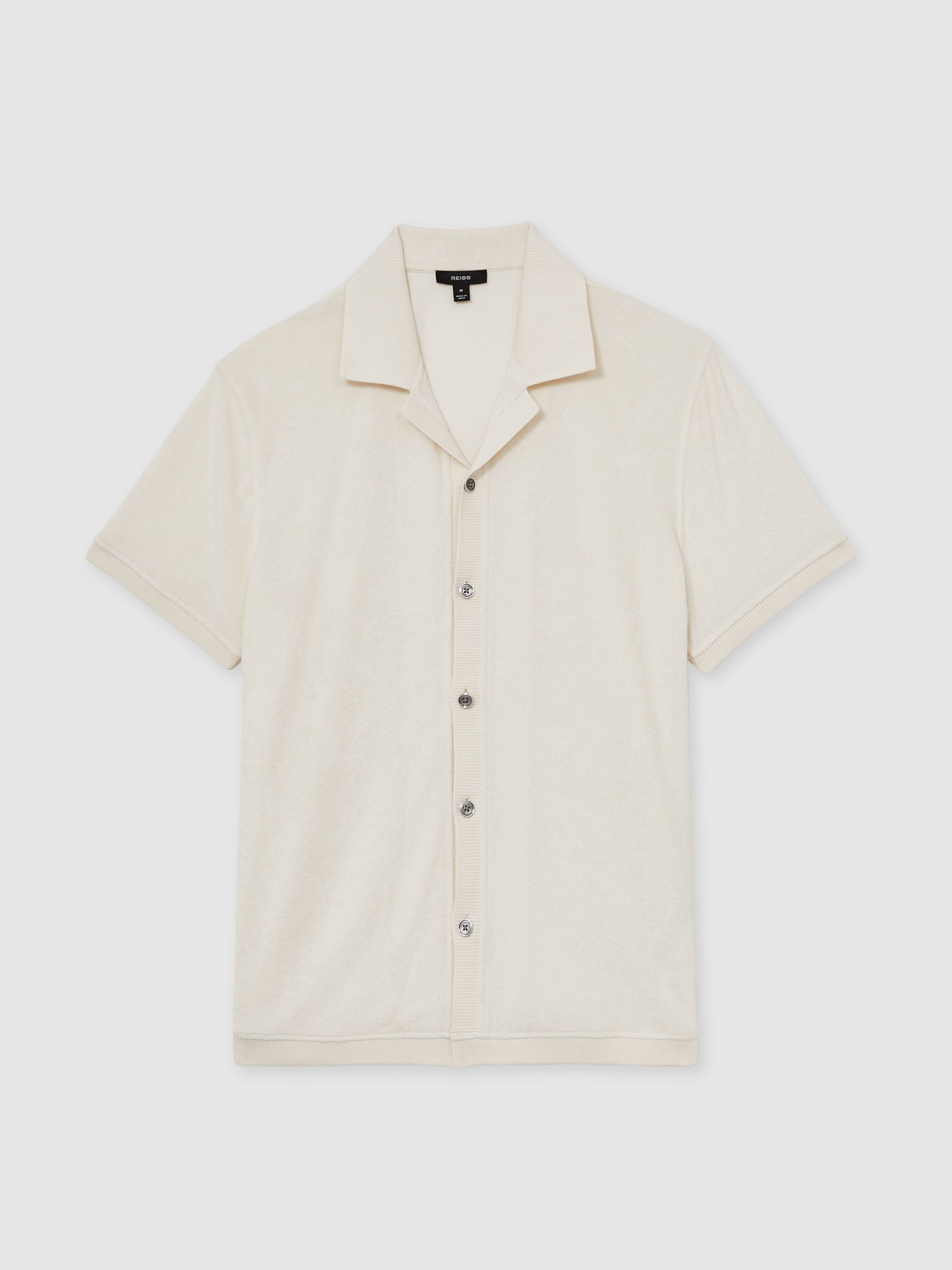 Cotton Blend Towelling Shirt in White - Image 2 of 6