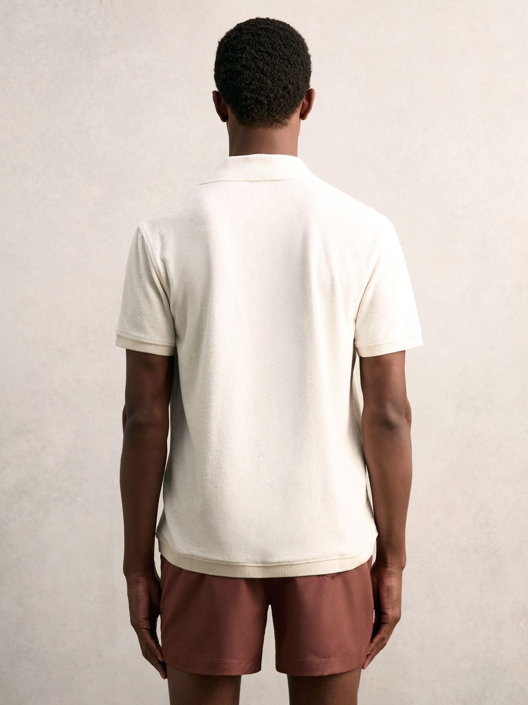 Cotton Blend Towelling Shirt in White - Image 5 of 6