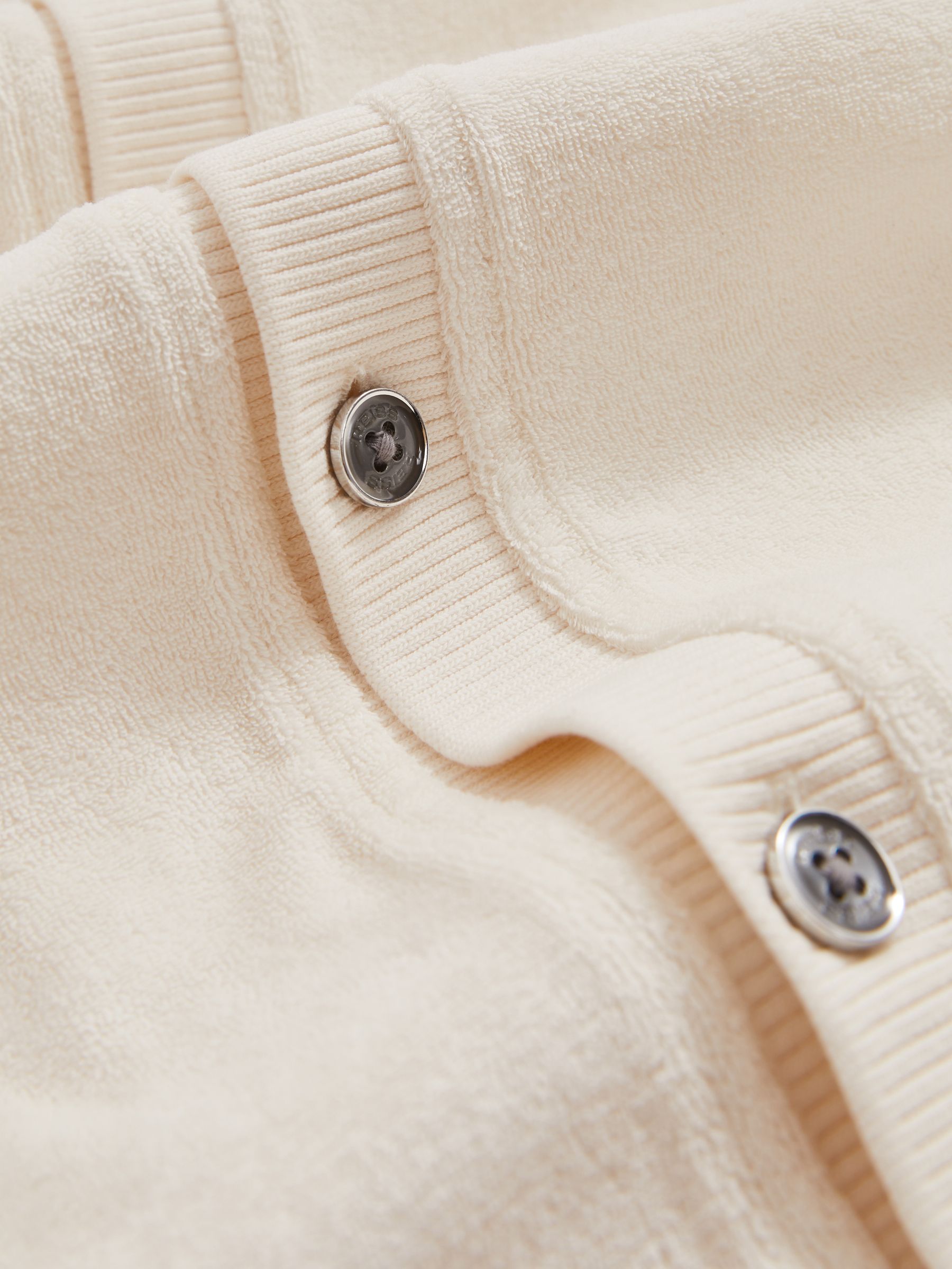 Cotton Blend Towelling Shirt in White - Image 6 of 6
