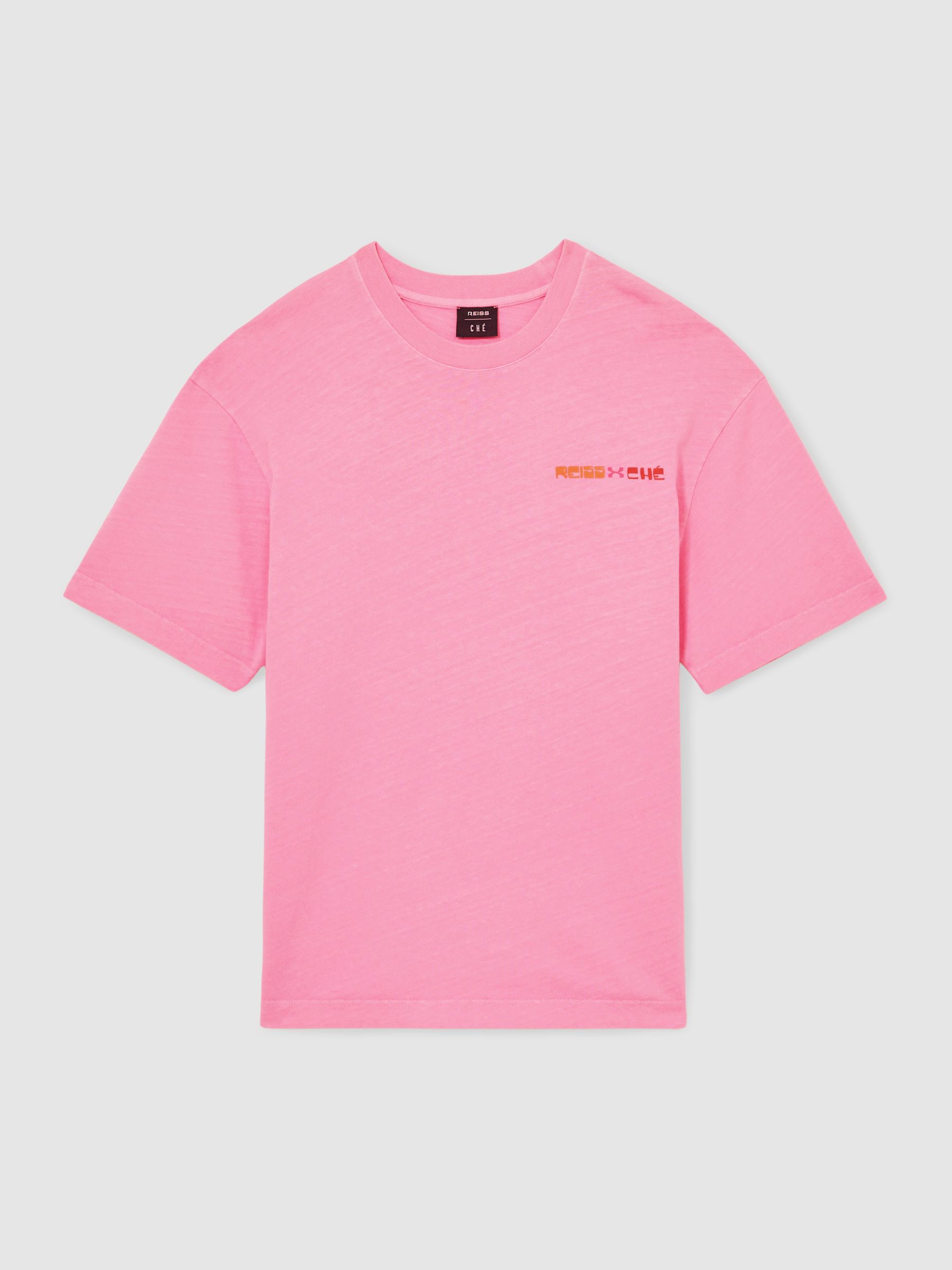 Reiss | Ché Cotton-Linen Sunset T-Shirt in Pink - Image 2 of 6