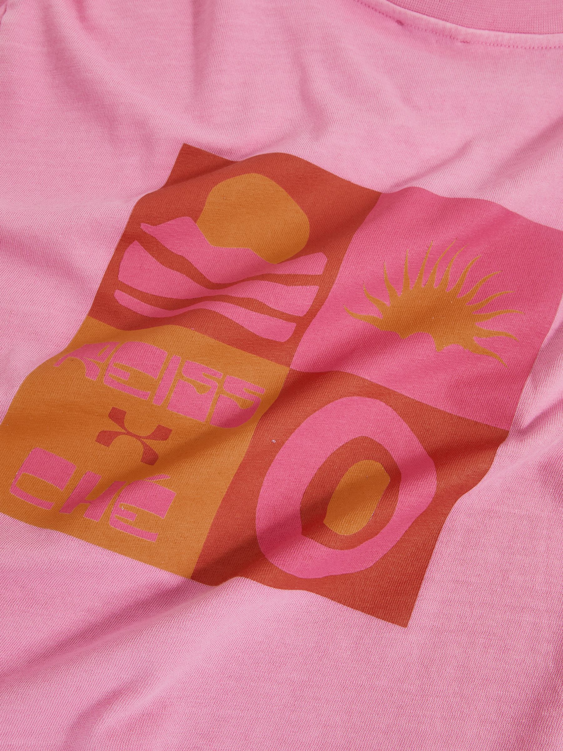 Reiss | Ché Cotton-Linen Sunset T-Shirt in Pink - Image 6 of 6