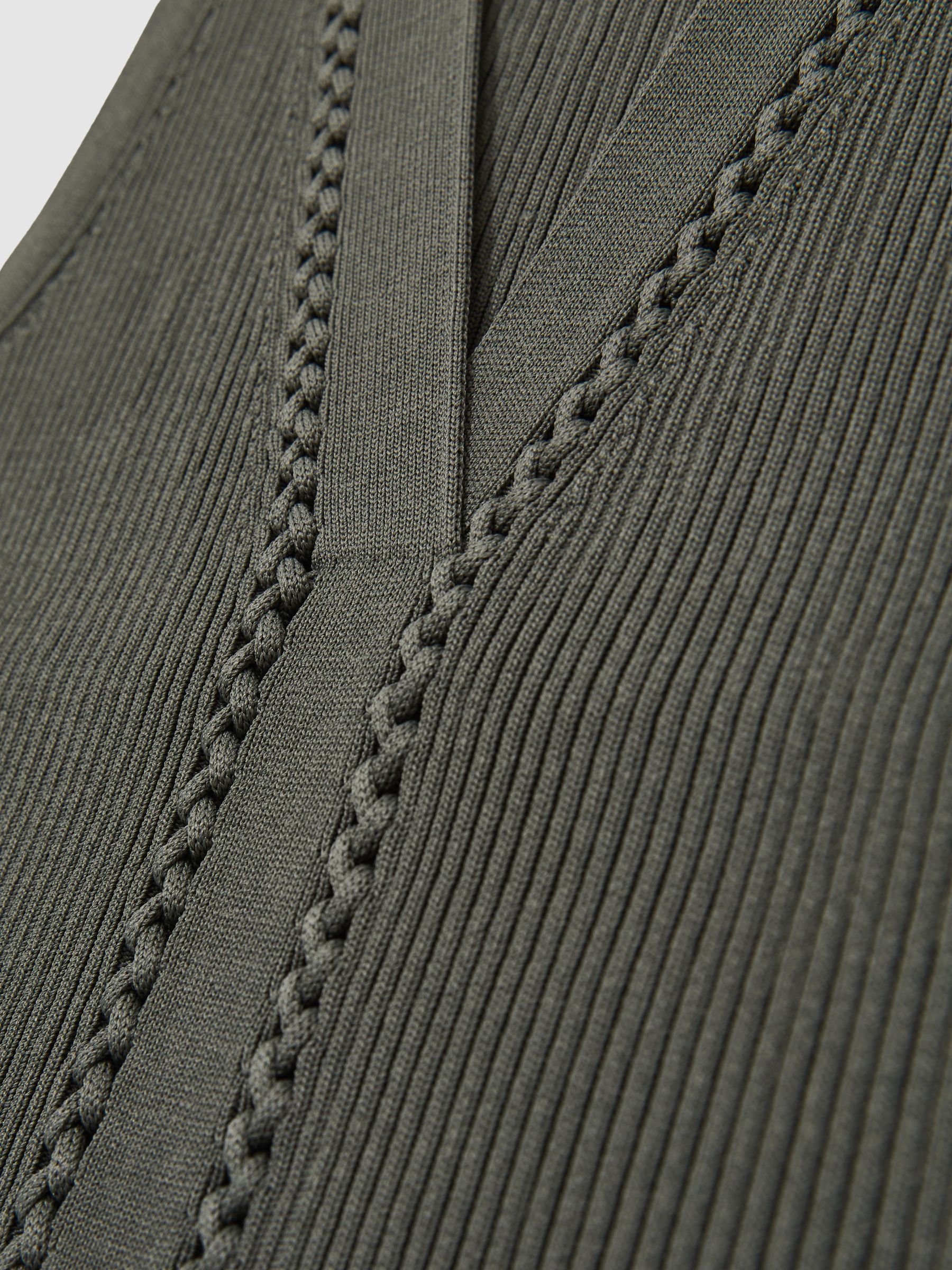 Craft-Stitch Rib-Knit Vest in Khaki Green - image 5