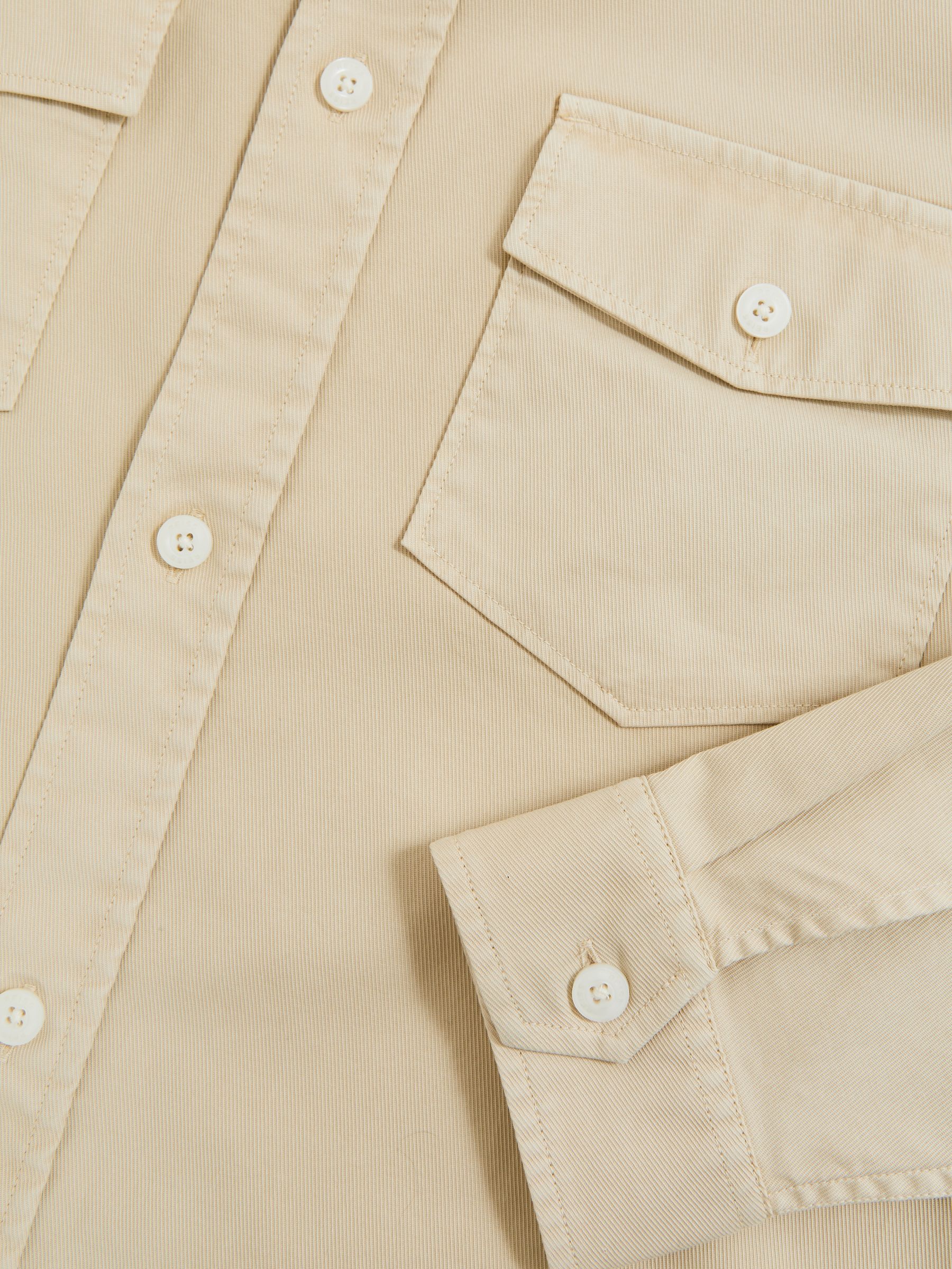 Cotton Twill Twin Pocket Overshirt With Stretch in Stone - Image 7 of 7