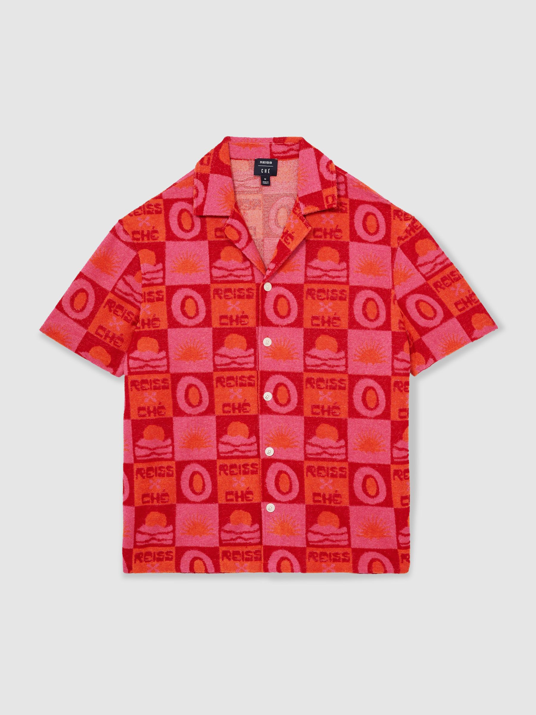Reiss | Ché Sunset Towelling Shirt in Pink - Image 2 of 8