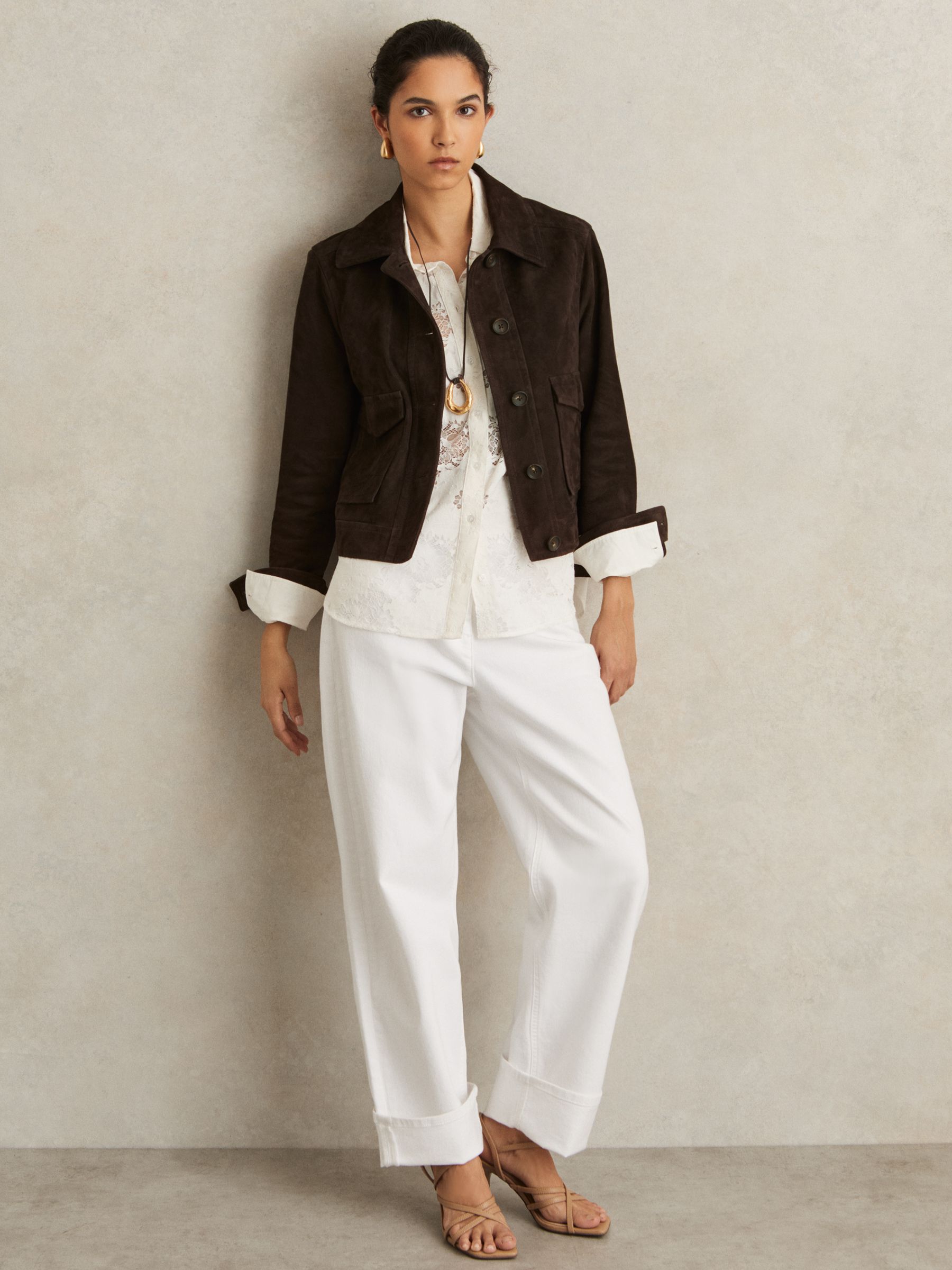 Trucker Jacket in Chocolate Brown - Image 3 of 6