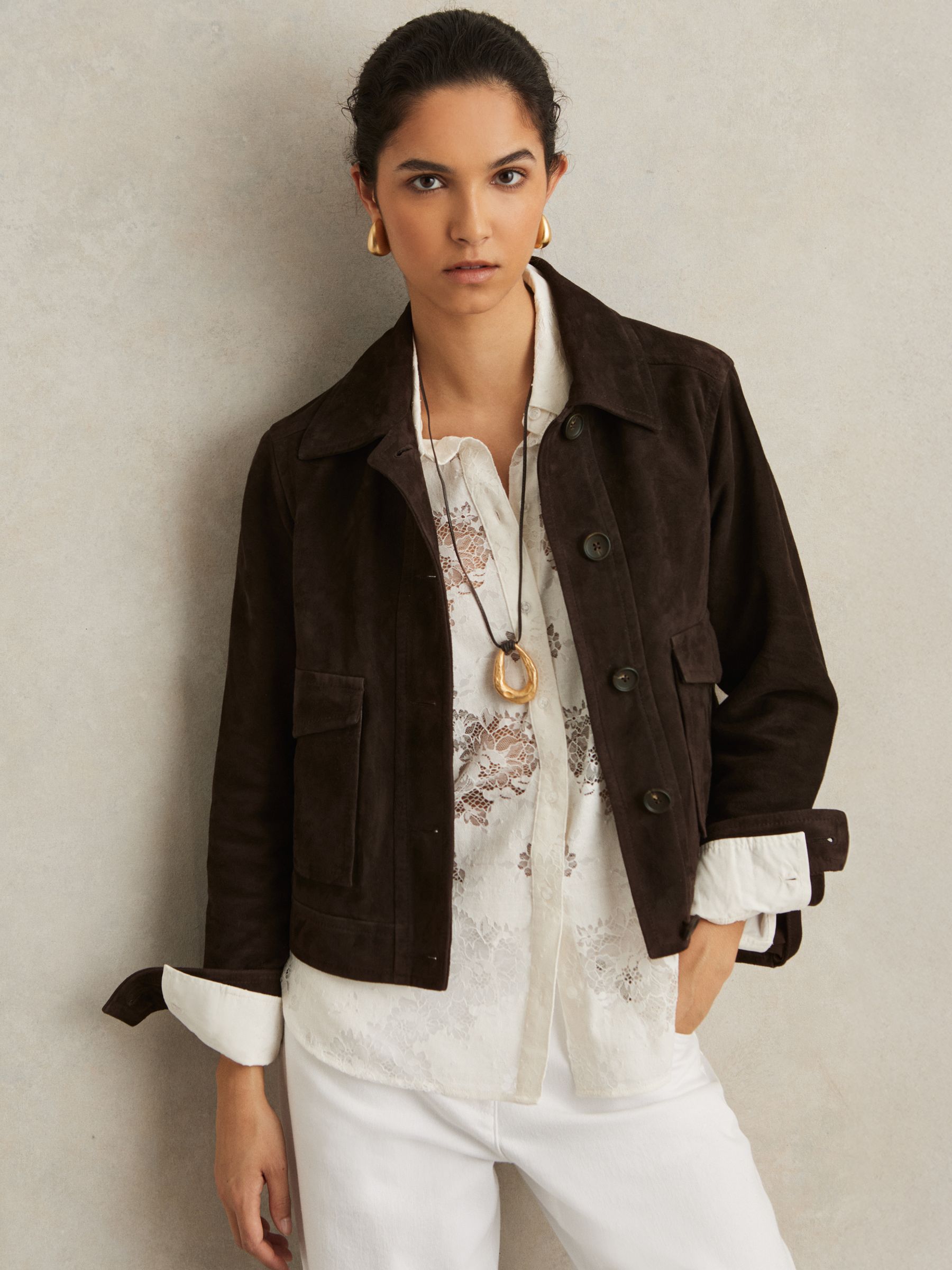 Trucker Jacket in Chocolate Brown - Image 4 of 6