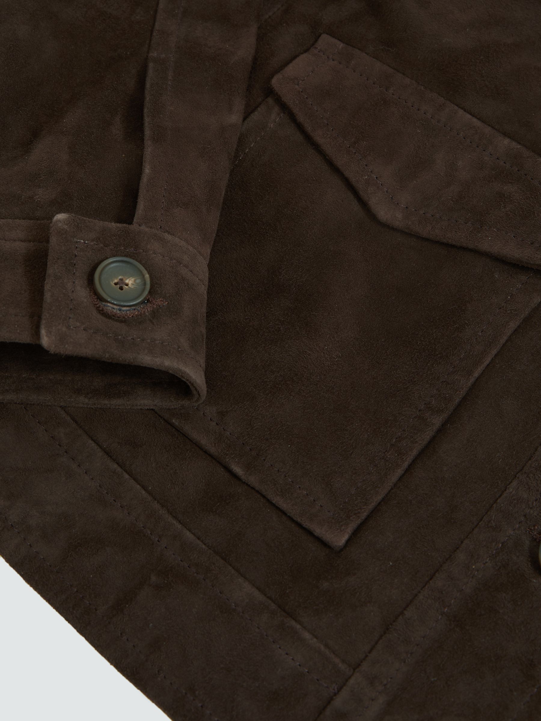 Suede Trucker Jacket in Chocolate Brown - image 3