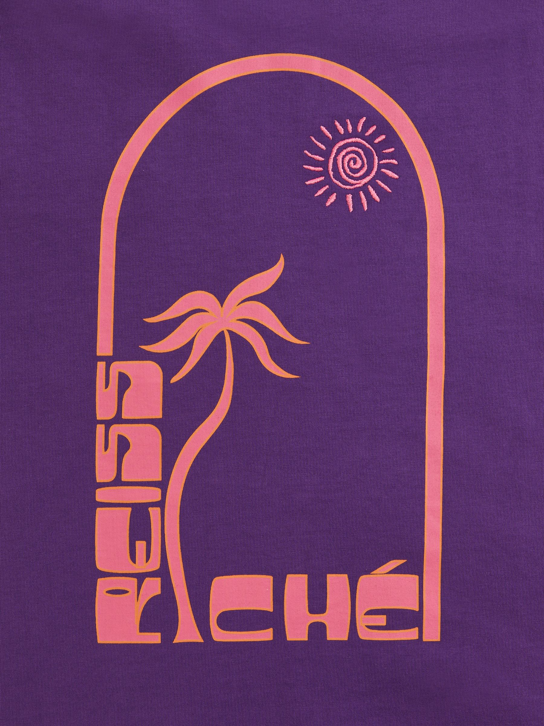 Reiss | Ché Cotton Palm-Print T-Shirt in Purple - Image 6 of 6
