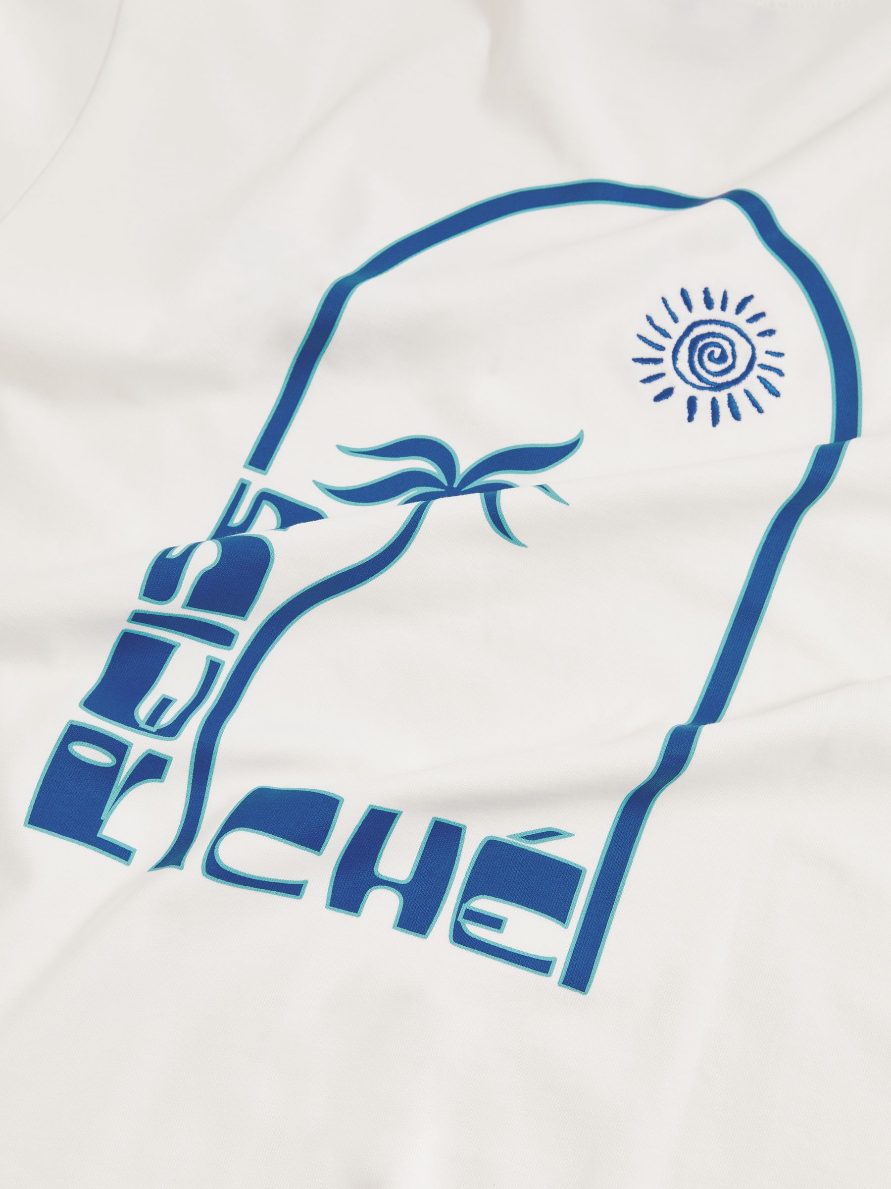 Reiss | Ché Cotton Palm-Print T-Shirt in White - Image 6 of 6