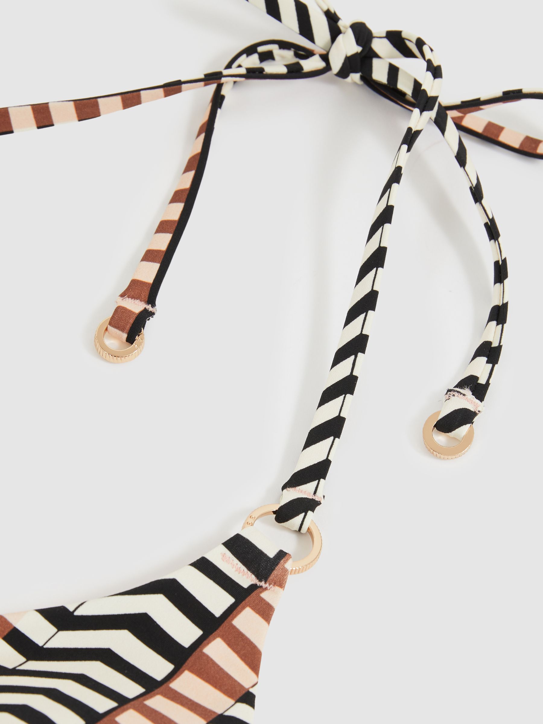Triangle Halterneck Bikini Top in Black/Brown - image 5