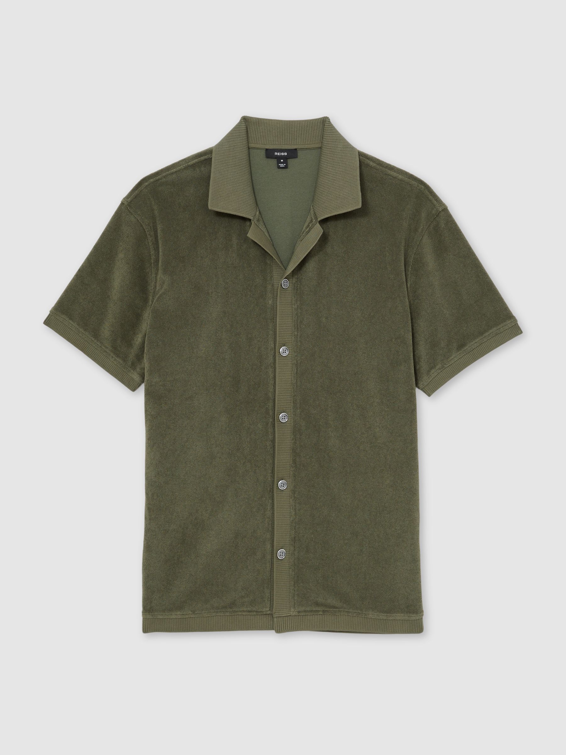 Cotton Blend Towelling Shirt in Green - Image 2 of 5