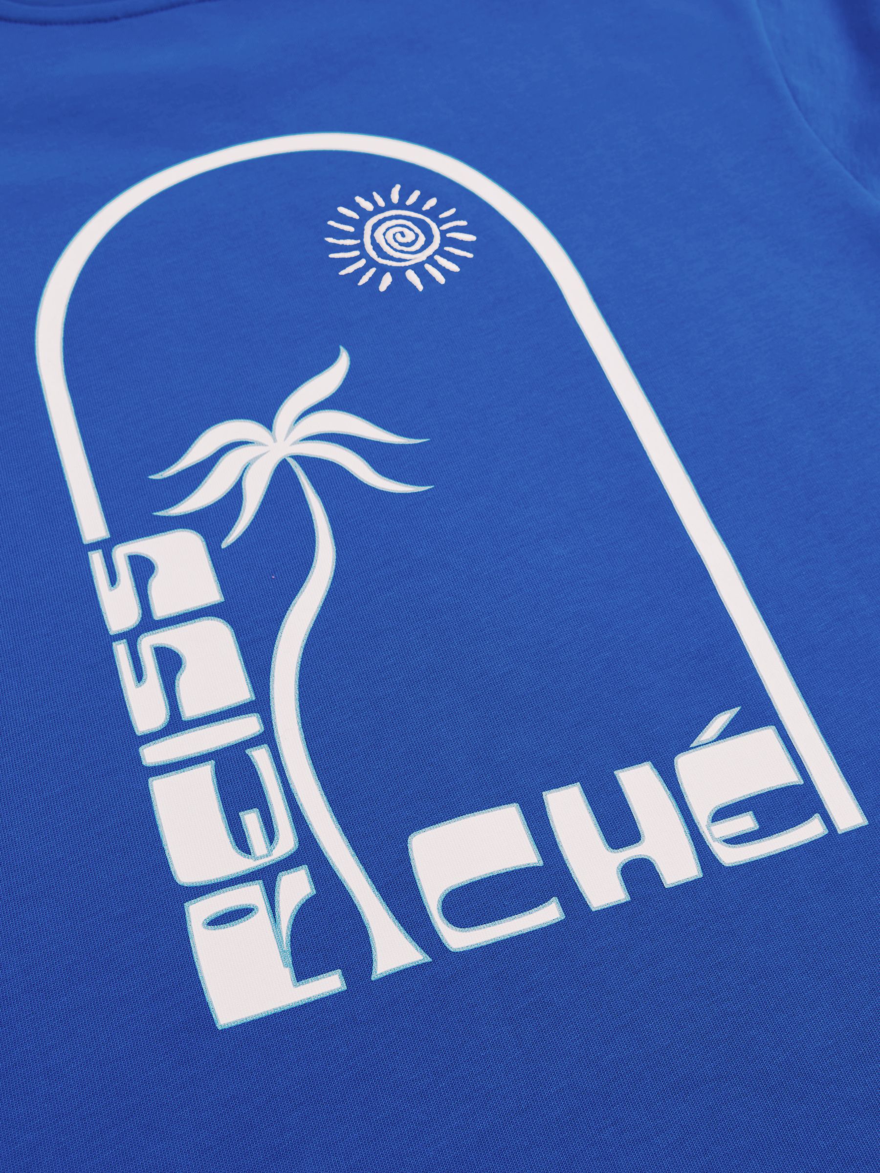 Reiss | Ché Cotton Palm-Print T-Shirt in Blue - Image 5 of 5