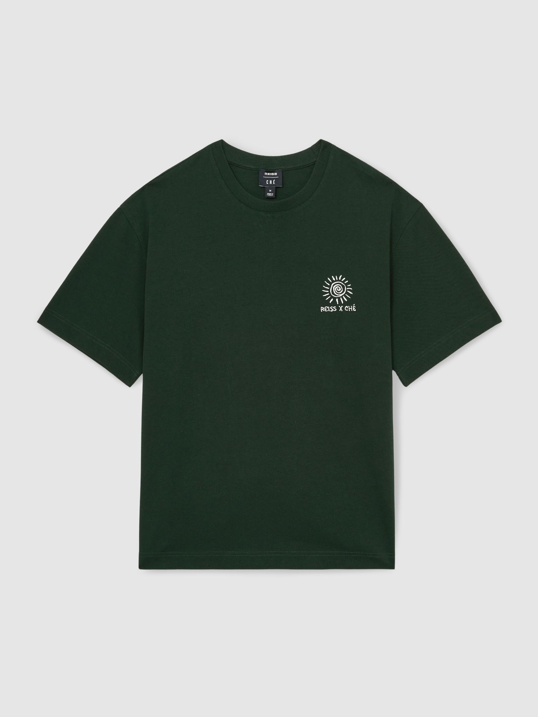 Reiss | Ché Cotton Palm-Tree T-Shirt in Green - Image 2 of 6
