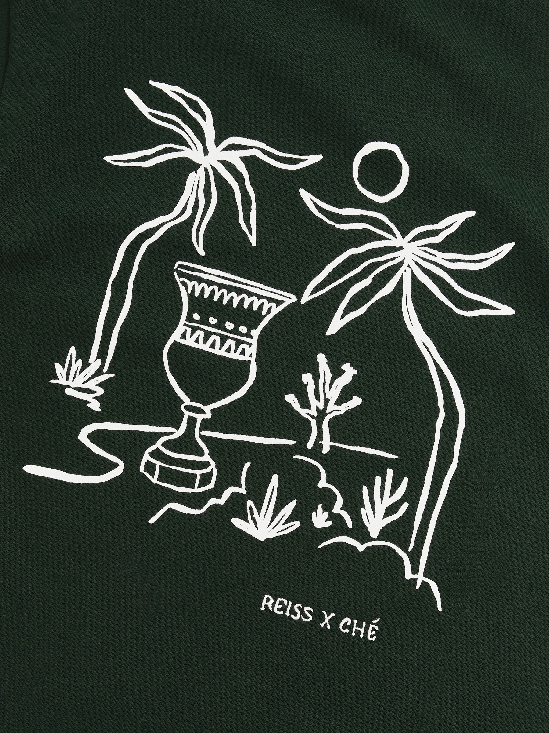 Reiss | Ché Cotton Palm-Tree T-Shirt in Green - Image 6 of 6