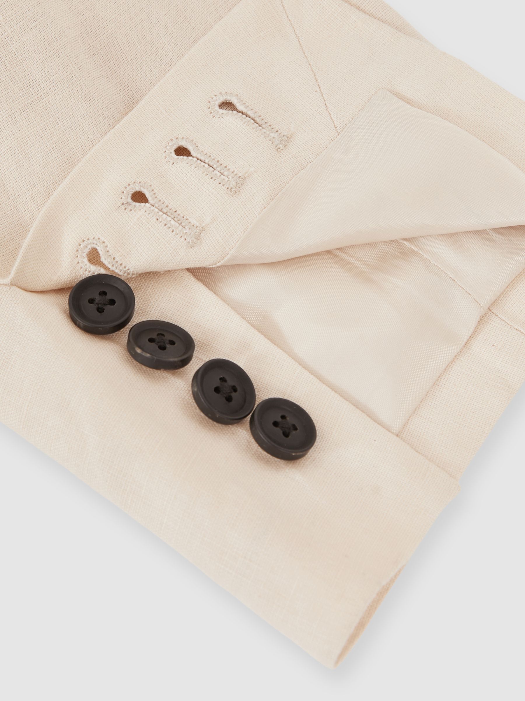 Linen Double-Breasted Suit Slim-Fit Blazer in Stone - Image 9 of 9