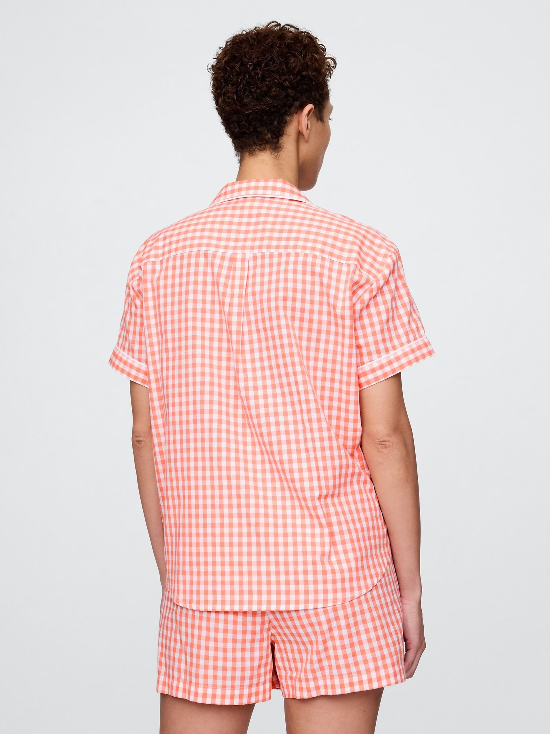 Red Short Sleeve Short Sleeve Poplin Gingham Pyjama Shirt - Image 2 of 4
