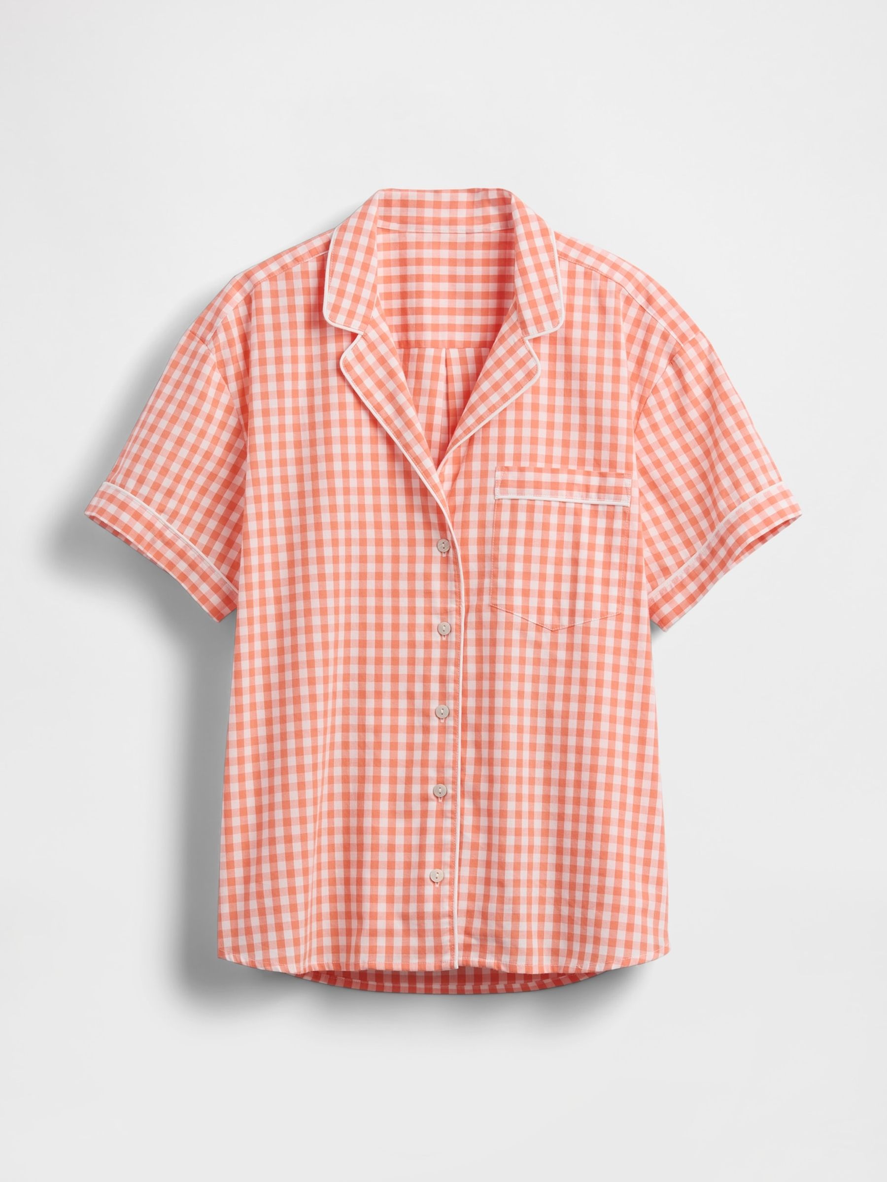 Red Short Sleeve Short Sleeve Poplin Gingham Pyjama Shirt - Image 4 of 4