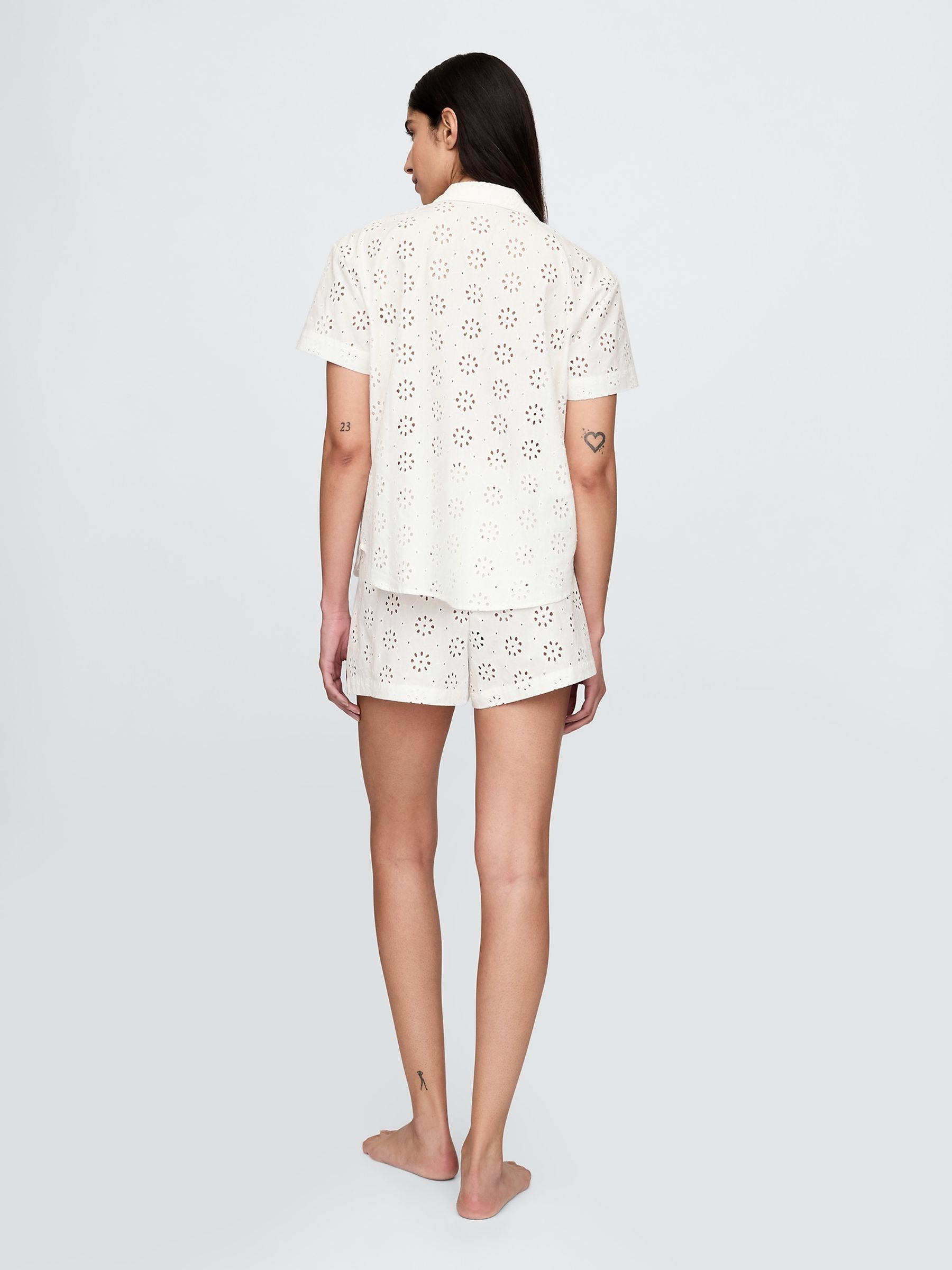 White Eyelet Poplin Pyjama Boxer Shorts - Image 2 of 3