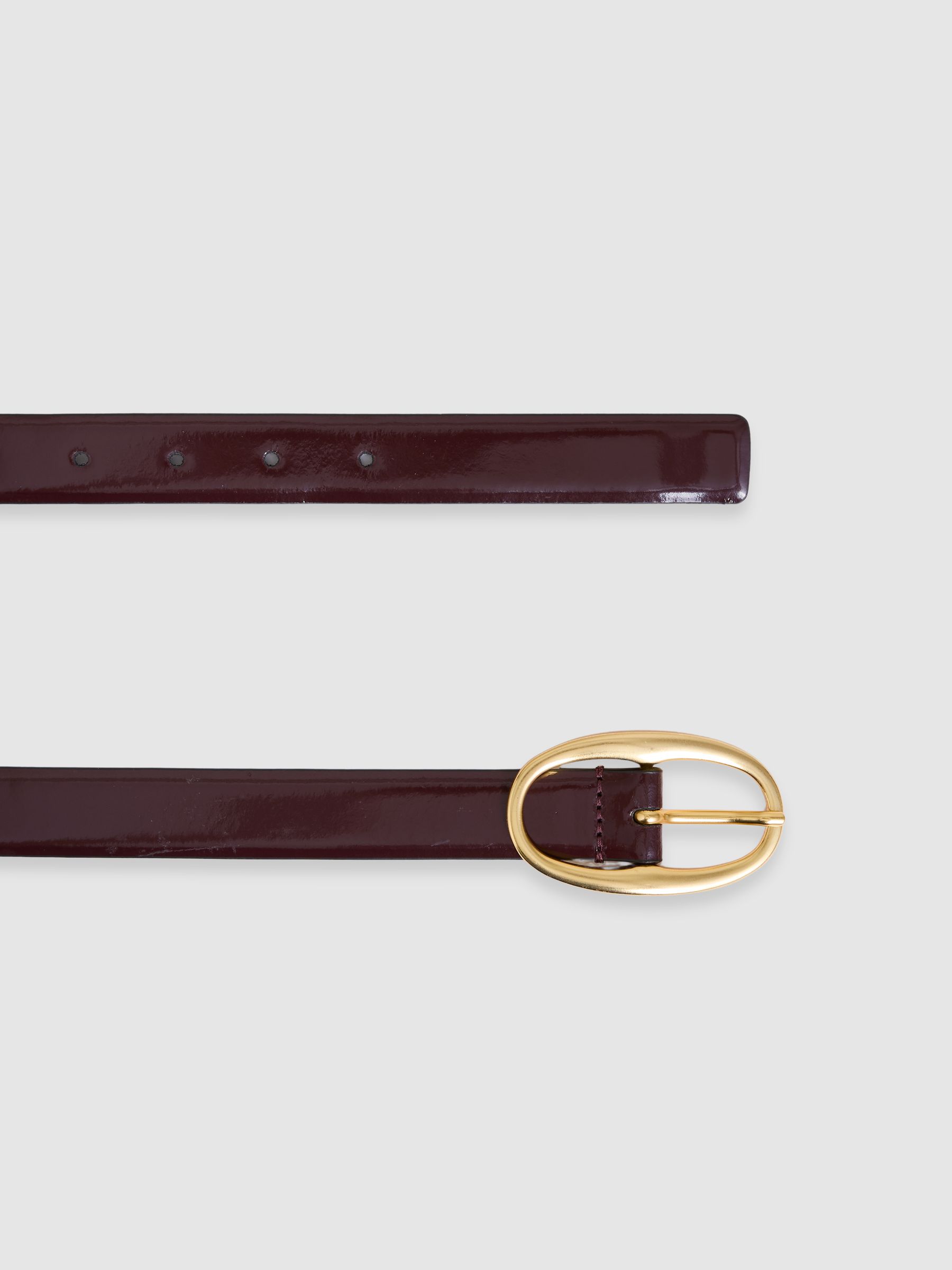 Patent-Leather Oval-Buckle Belt in Oxblood - Image 3 of 4