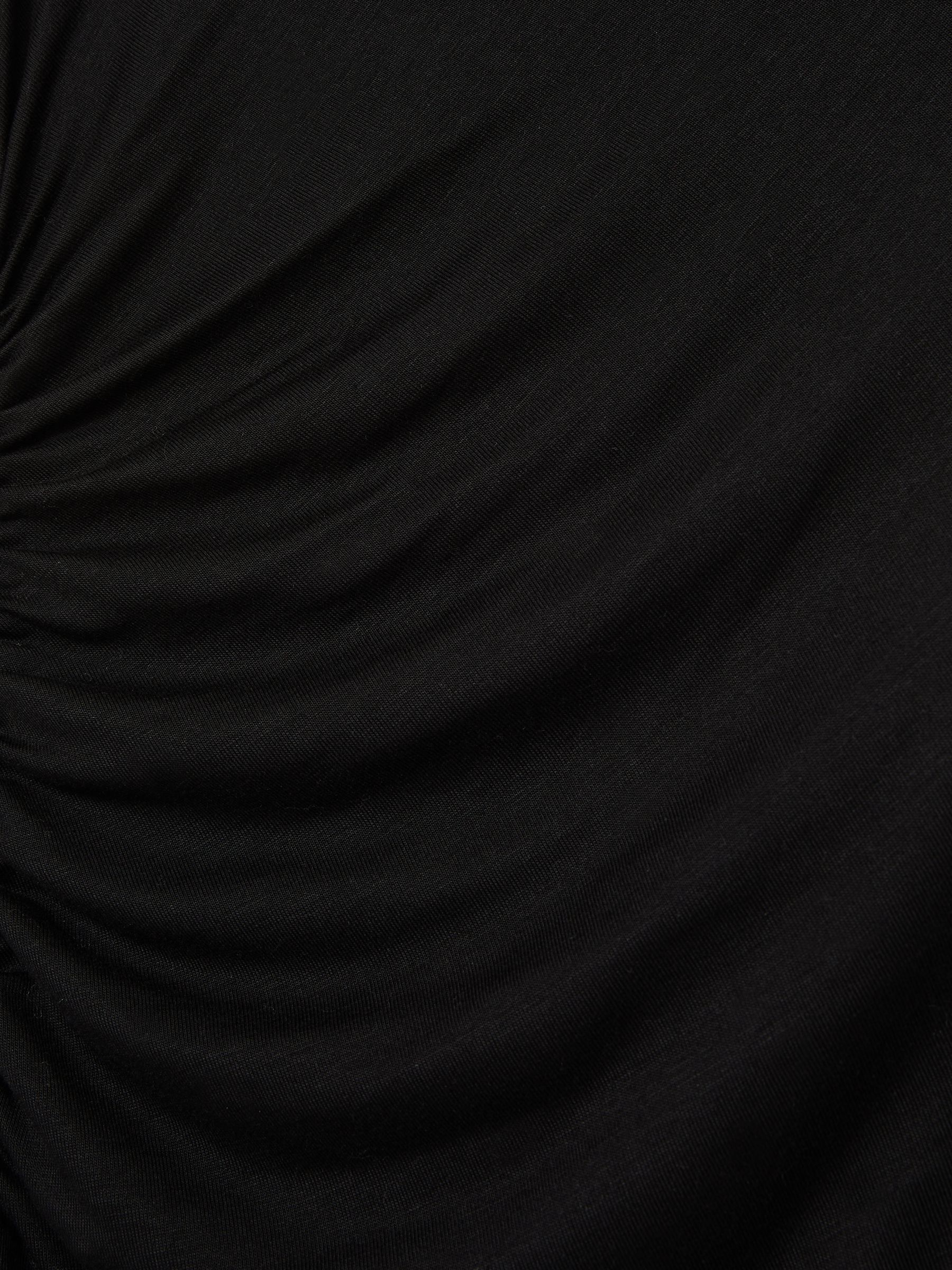 Cowl-Neck Ruched Jersey Midi Dress in Black - Image 6 of 6