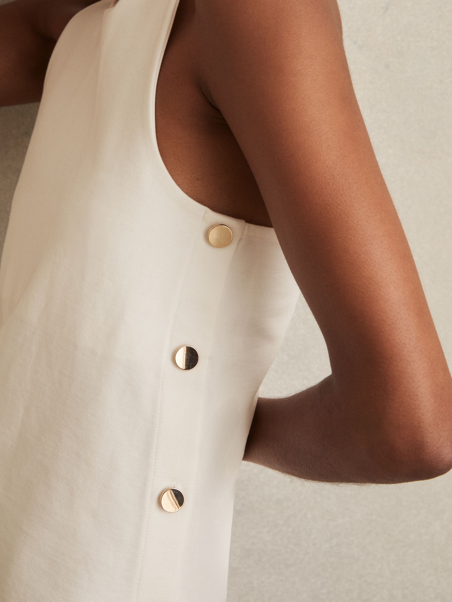 Button Side Sleeveless Top in Ivory - Image 4 of 6