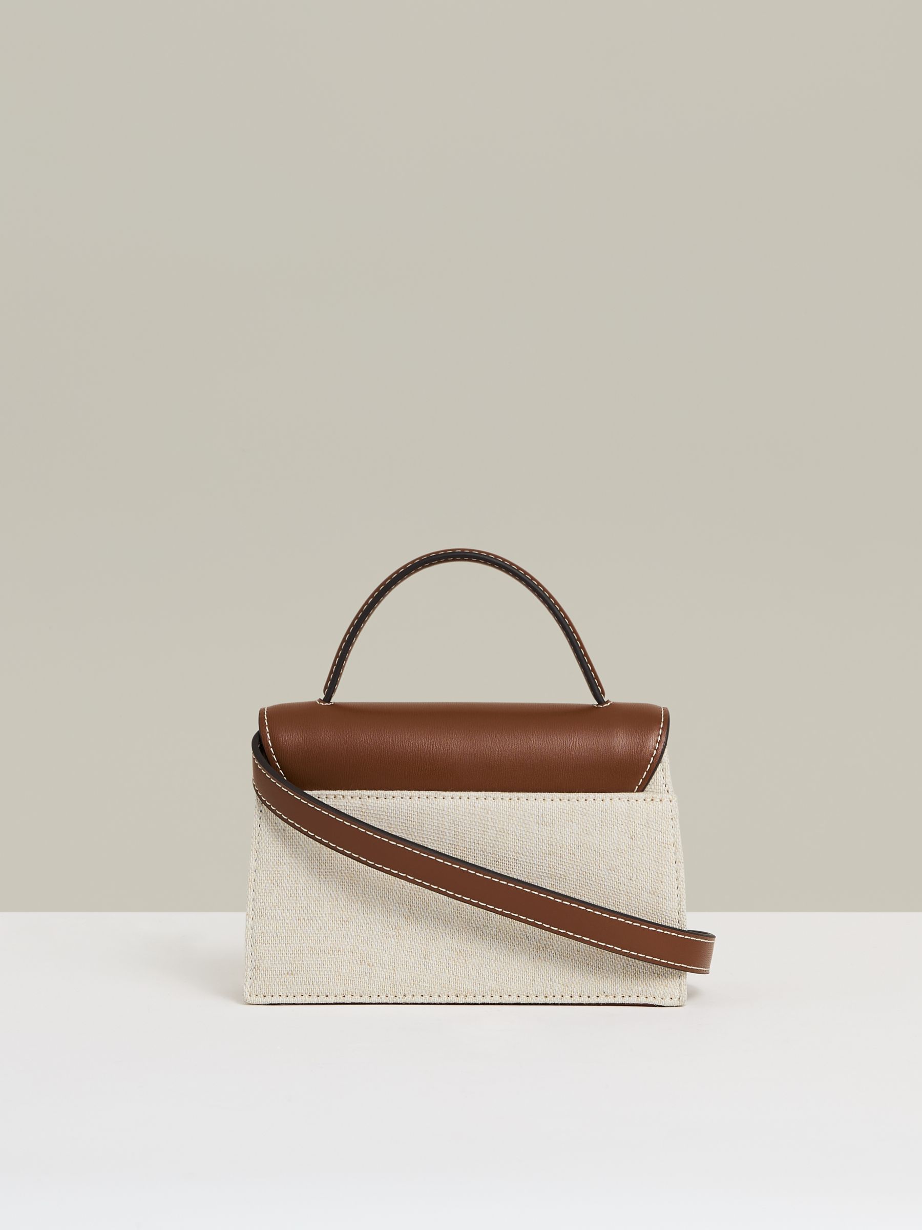 Linen Canvas Top Handle Bag in Neutral - Image 3 of 5