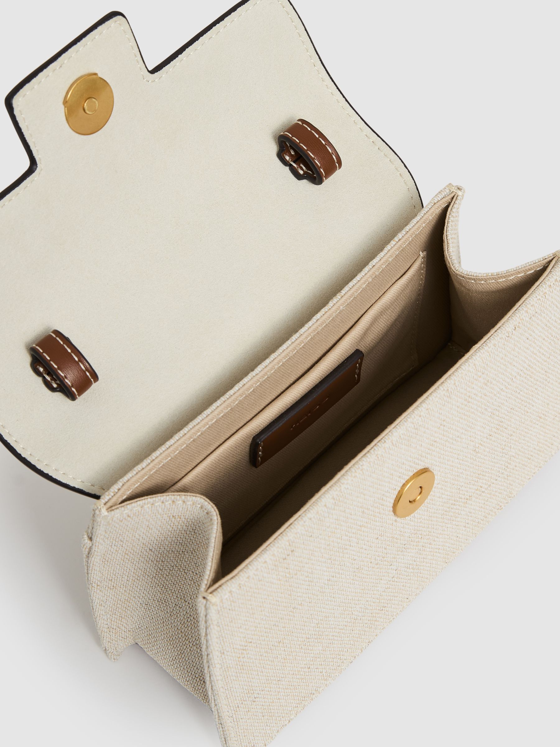 Linen Canvas Top Handle Bag in Neutral - Image 4 of 5