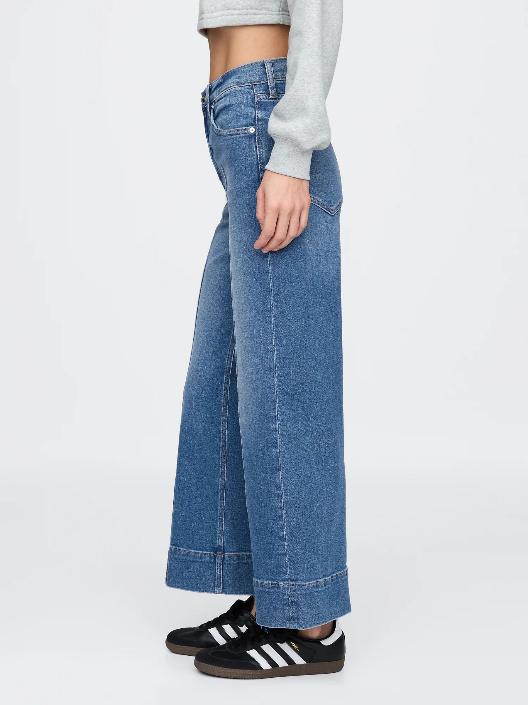 Blue High Waisted Stride Wide Leg Ankle Jeans - Image 2 of 6