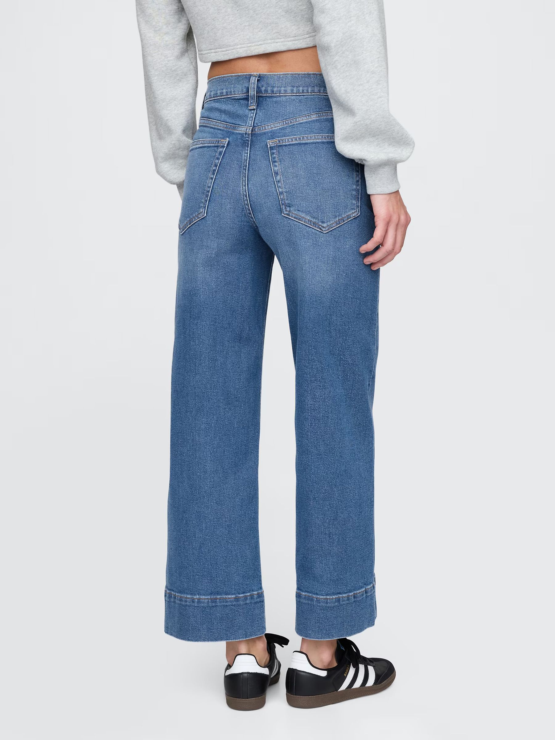 Blue High Waisted Stride Wide Leg Ankle Jeans - Image 3 of 6