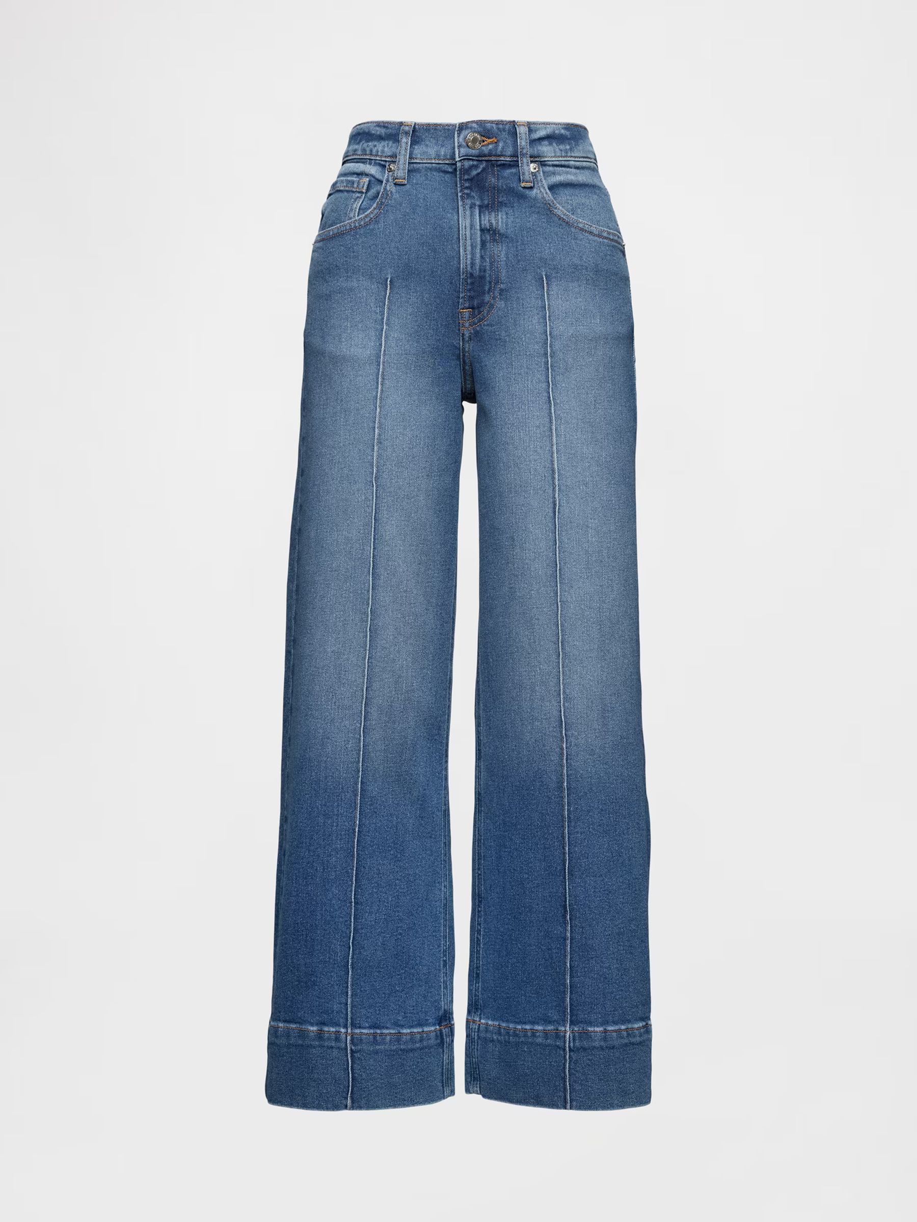 Blue High Waisted Stride Wide Leg Ankle Jeans - Image 5 of 6