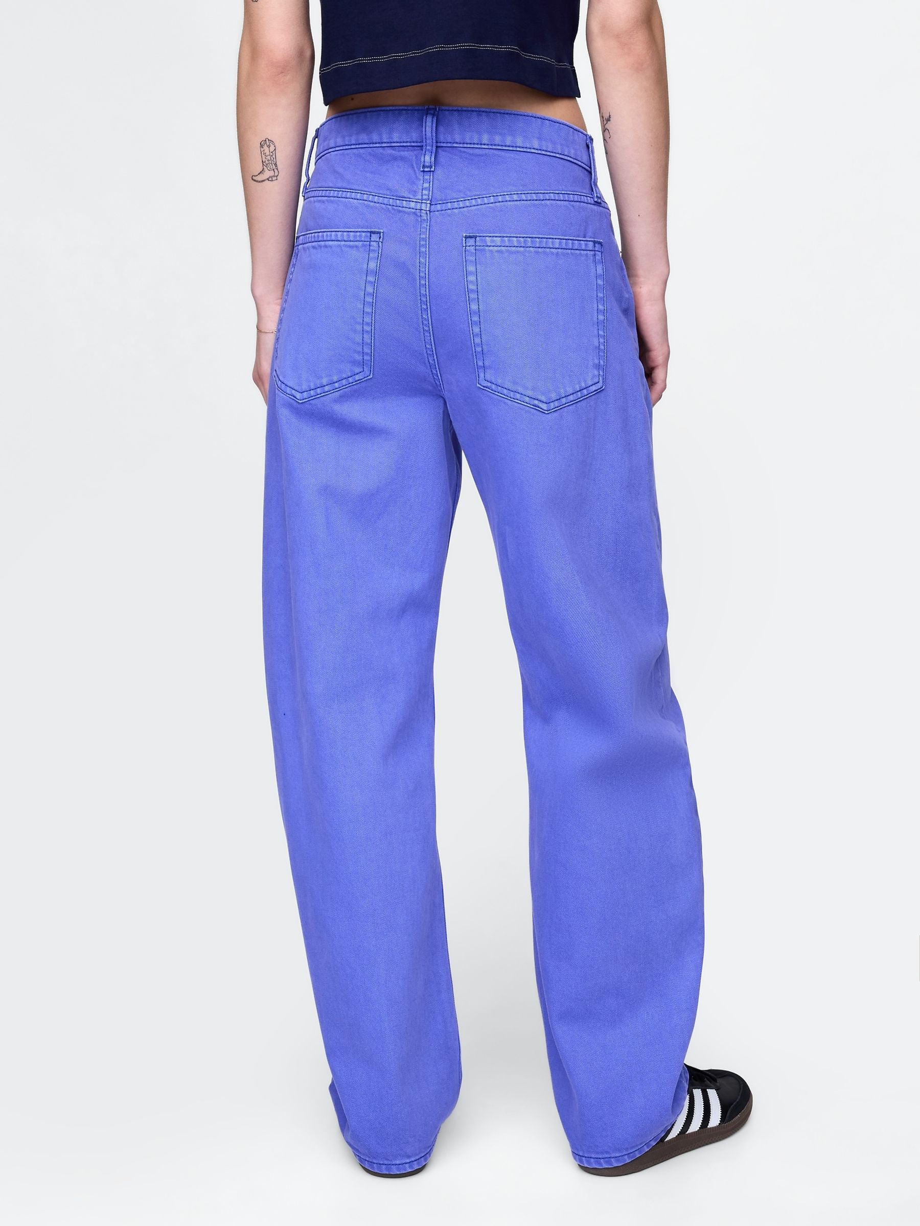 Blue High Waisted Barrel Jeans - Image 2 of 6