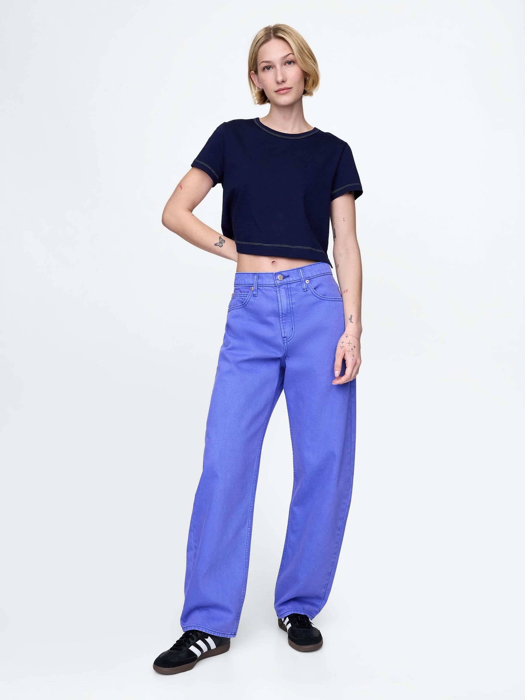 Blue High Waisted Barrel Jeans - Image 4 of 6