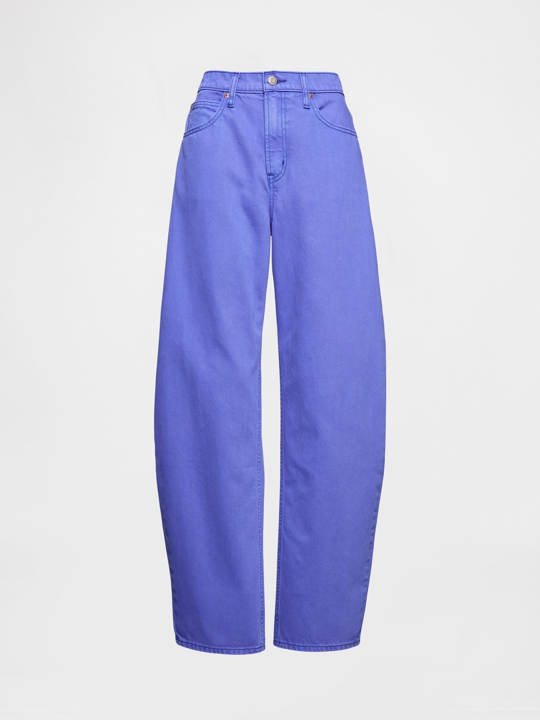 Blue High Waisted Barrel Jeans - Image 5 of 6