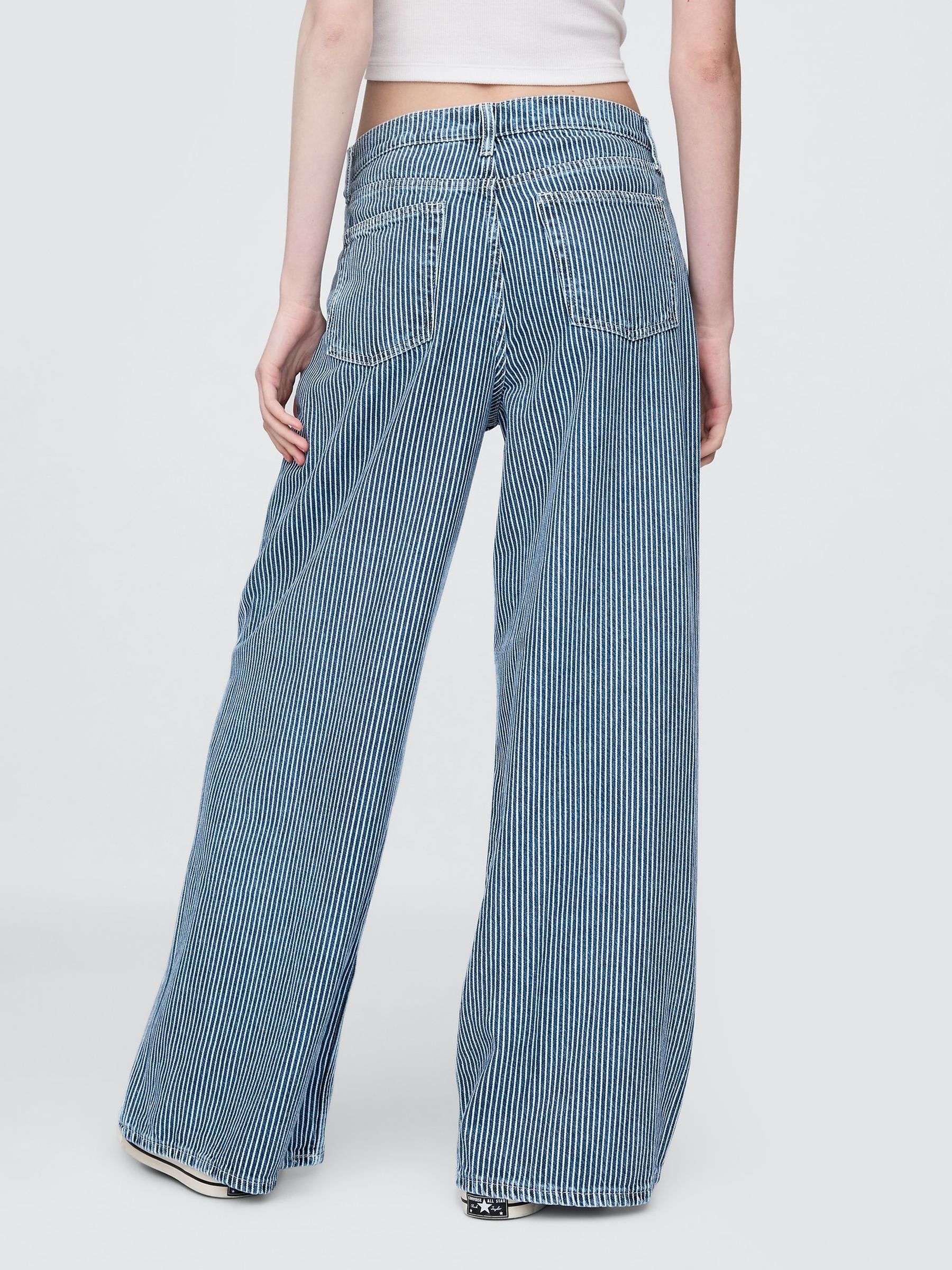 Blue Stripe Mid Rise UltraSoft Baggy Jeans - Image 2 of 6