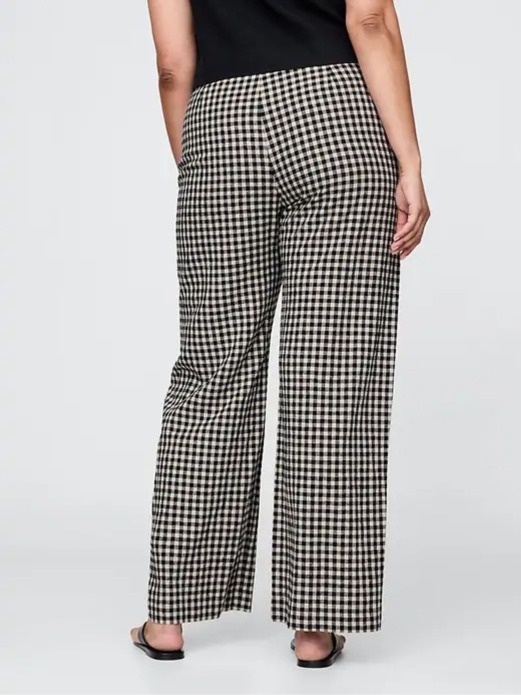 Black & Off White Gingham Straight Leg Heavyweight Linen-Blend Trousers - Image 10 of 11