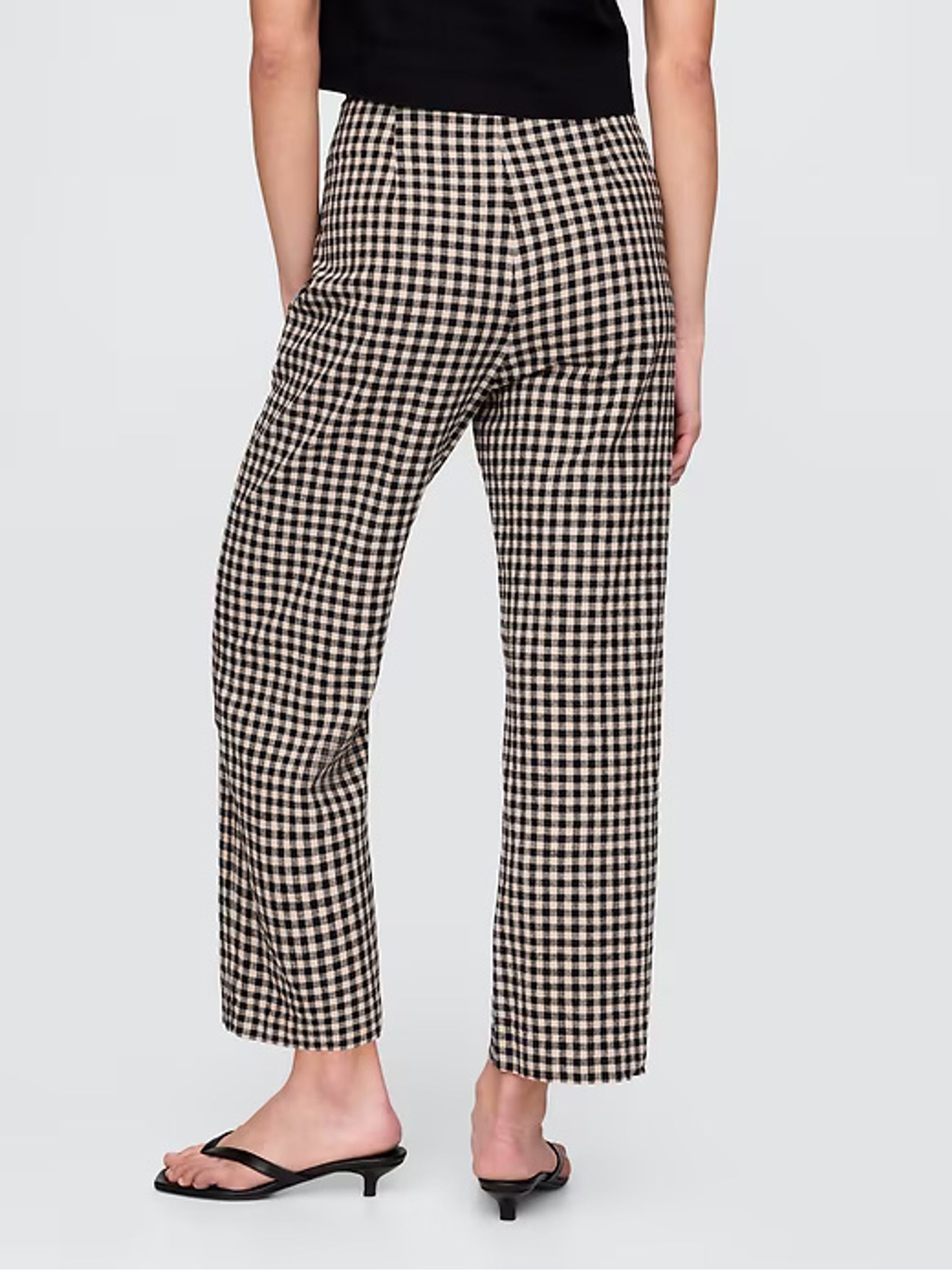 Black & Off White Gingham Straight Leg Heavyweight Linen-Blend Trousers - Image 3 of 11