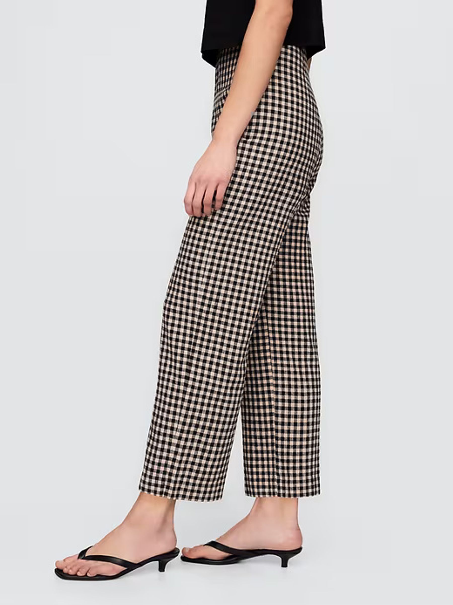 Black & Off White Gingham Straight Leg Heavyweight Linen-Blend Trousers - Image 4 of 11