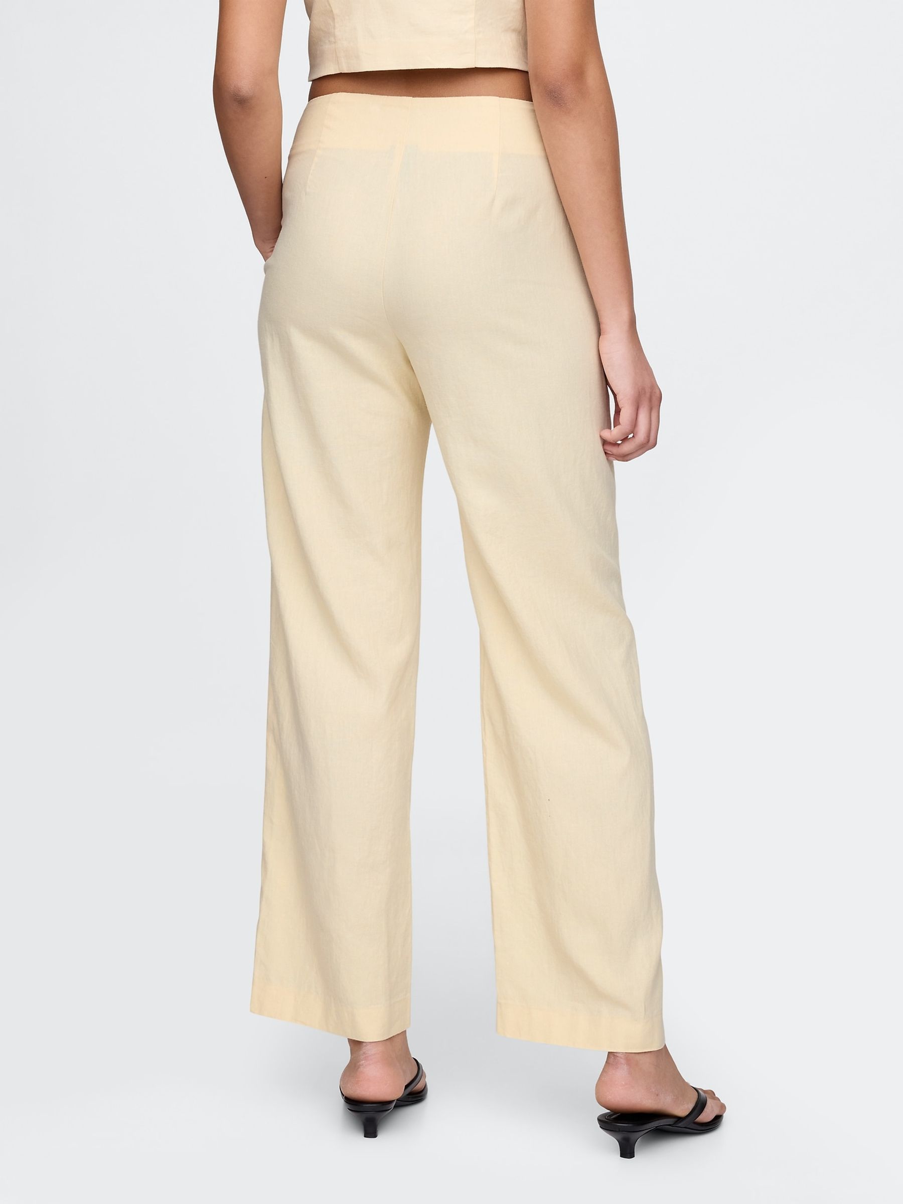 Butter Yellow Straight Leg Heavyweight Linen-Blend Trousers - Image 2 of 5