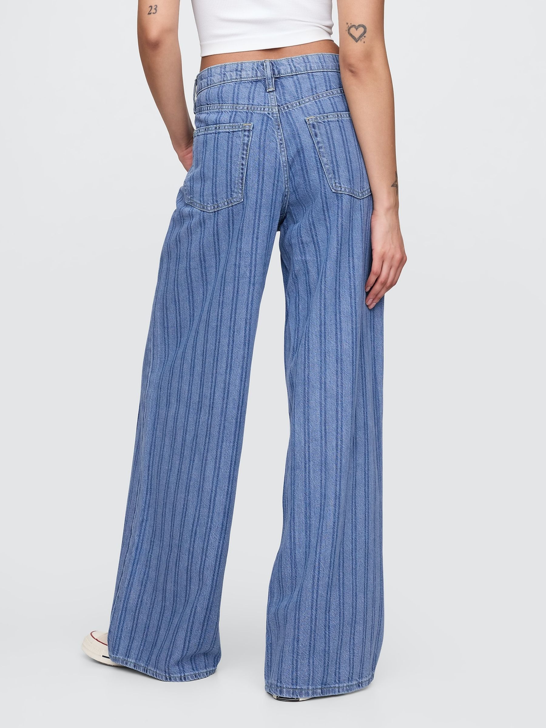 Blue Pinstripe Mid Rise UltraSoft Baggy Jeans - Image 2 of 9