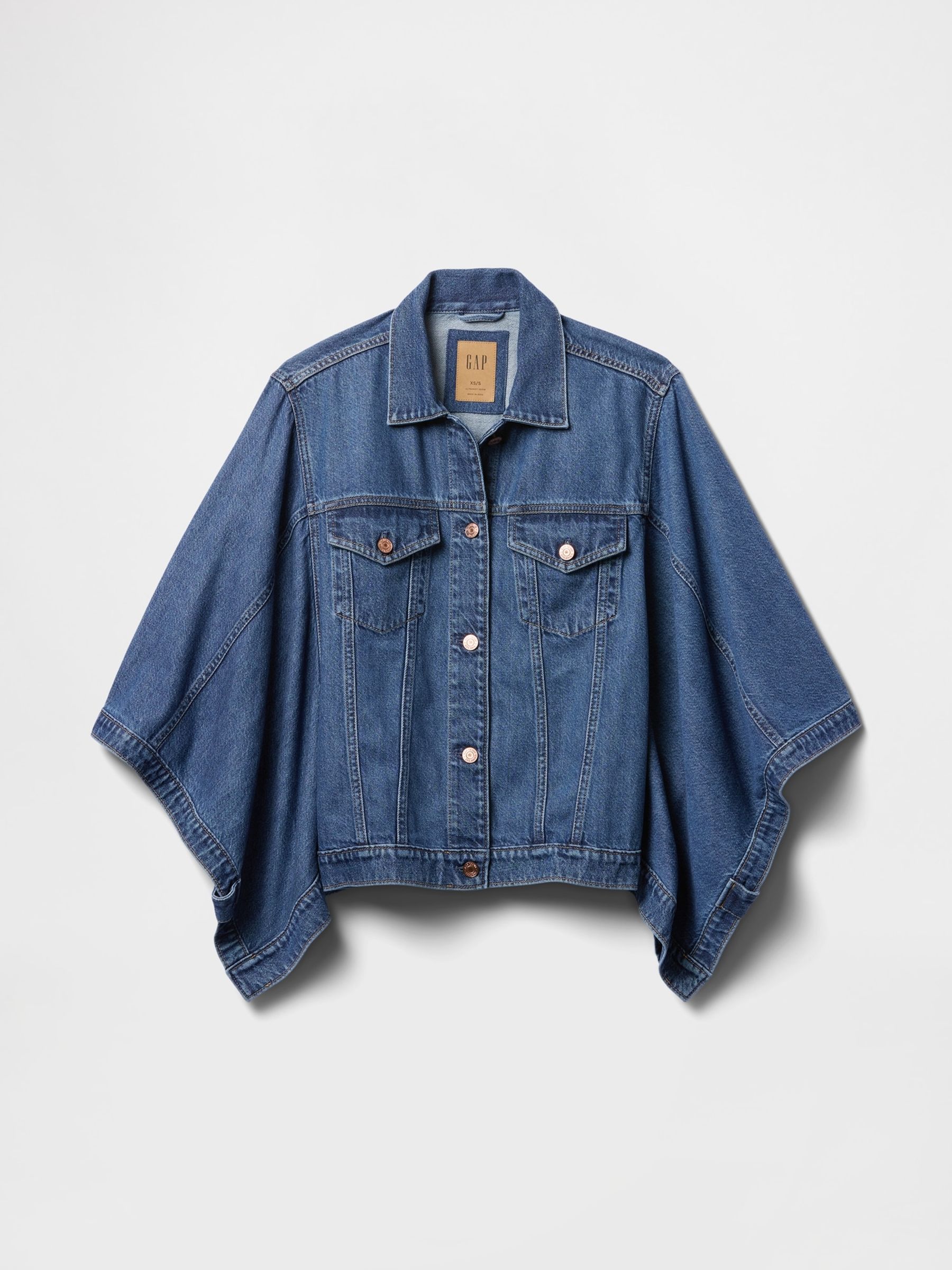 Dark Indigo Blue UltraSoft Denim Cape Jacket - Image 5 of 5