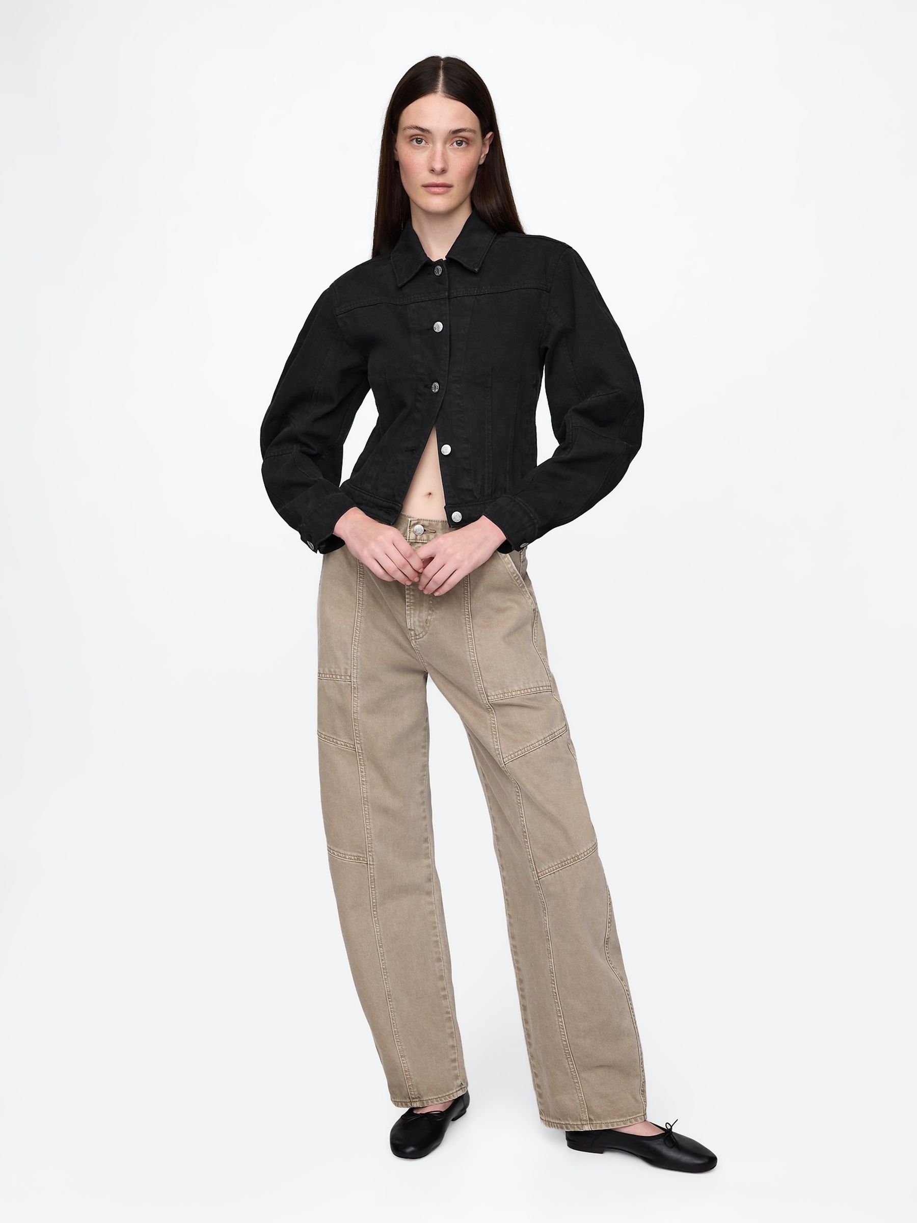Black UltraSoft Barrel-Sleeve Cropped Jacket - Image 3 of 3