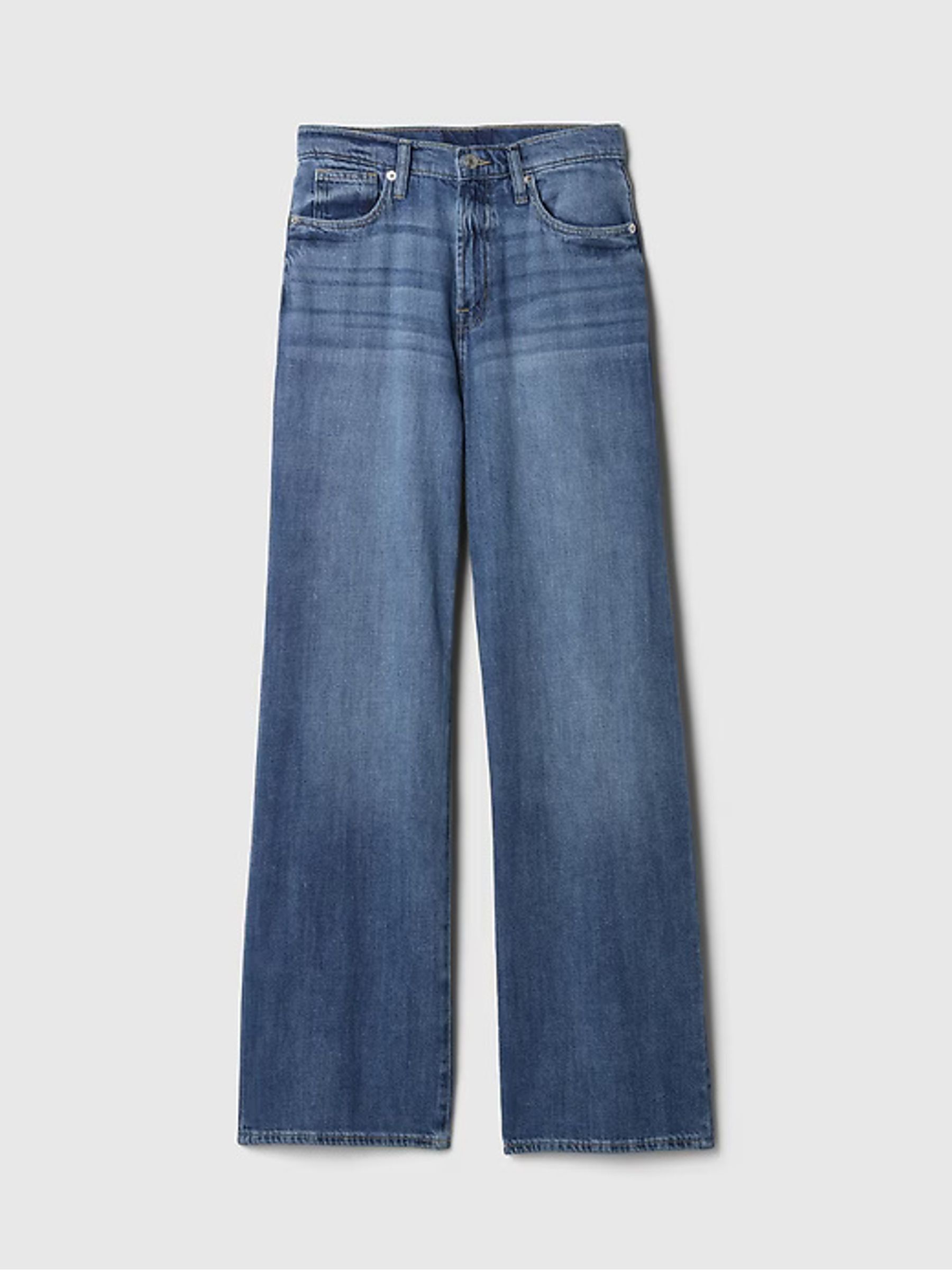 Dark Blue High Waisted Wide Leg Jeans - Image 7 of 7