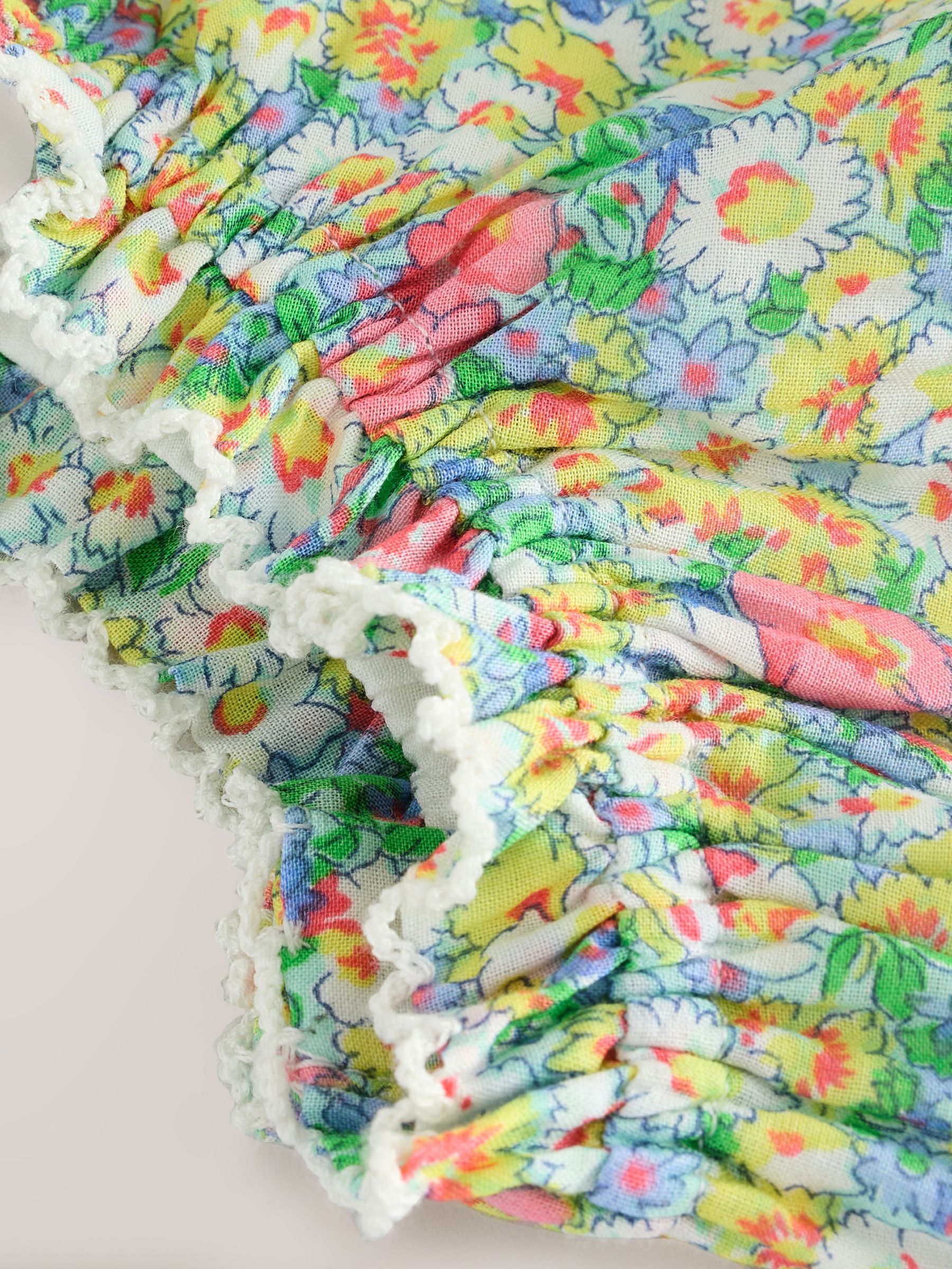Green Floral Cotton Sleeveless Bodysuit and Head Bow Set (Newborn-24mths) - Image 4 of 4