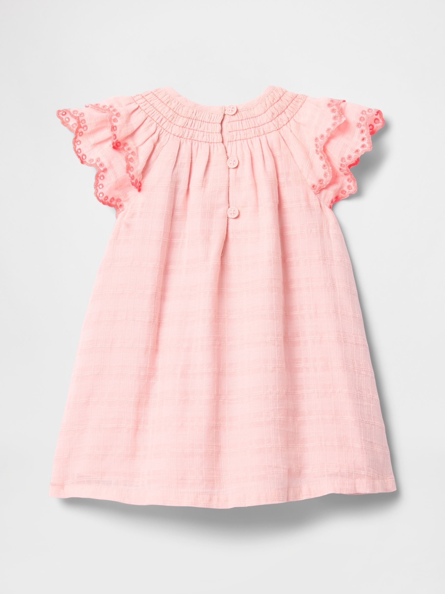 Pink Flutter-Sleeve Cotton Dress (Newborn-24mths) - Image 2 of 3